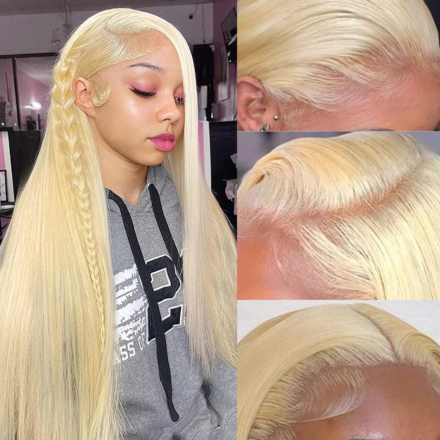 18 Inch 613 Lace Front Wig Human Hair 13x6 Transparent Lace 180 Density Blonde Lace Front Wigs Human Hair for Black Women Pre Plucked Color 613 Hd Lace Frontal Wig Straight Blonde Wig Human Hair