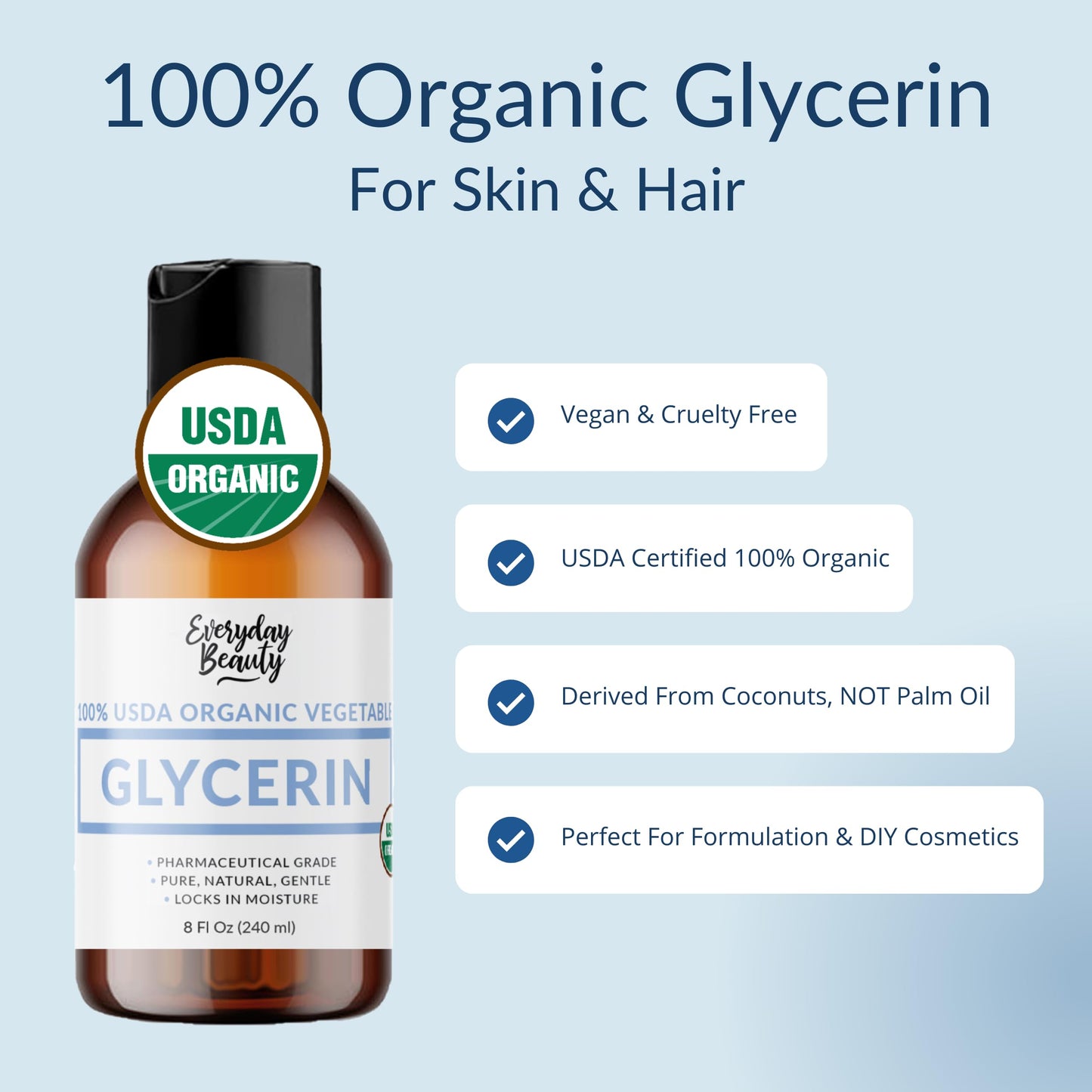 100% Organic Glycerin – USDA Certified - Perfect for DIY Beauty Products, Crafts