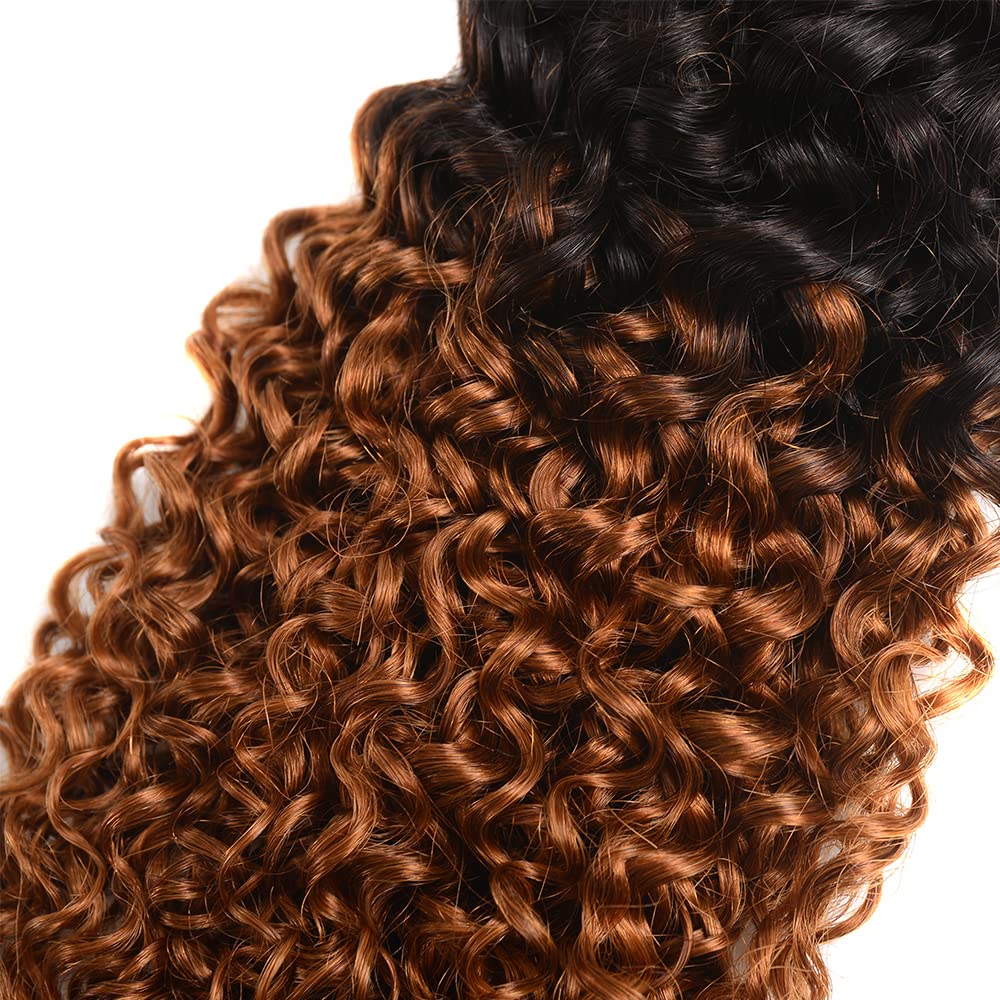 1b/30 Human Hair Bundles Ombre Water Wave Human Hair Bundles 24 Inch Color #30 Water Wave 1 Bundle Brazilian Remy Hair Extensions Light Brown Bundle Human Hair Weave