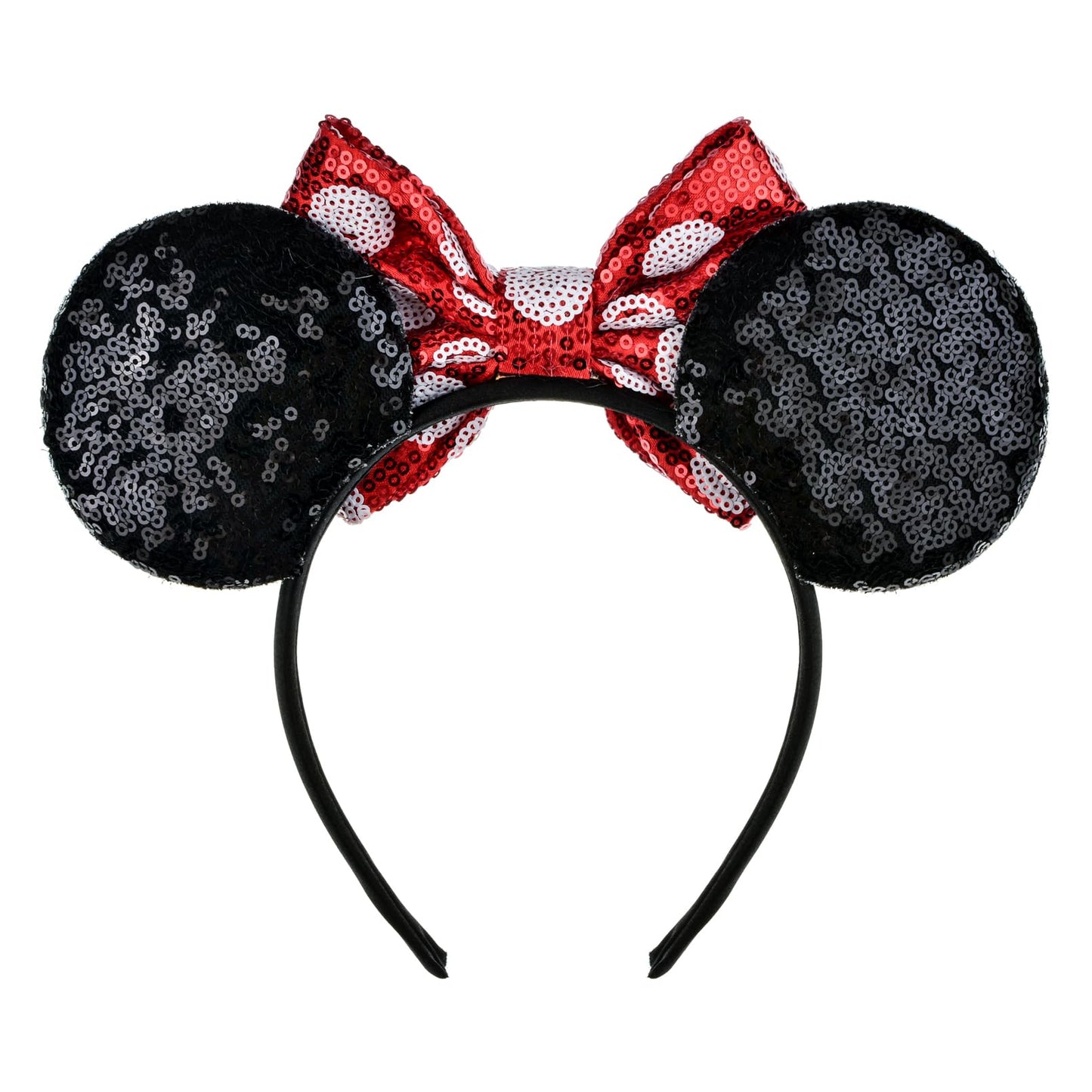 A Miaow Fashion MM Bow Sequin Headband Sparkle Glitter Mouse Ears Hairband Classic Red Hair Hoop Party Costume Photography Props (Birthday Girl)