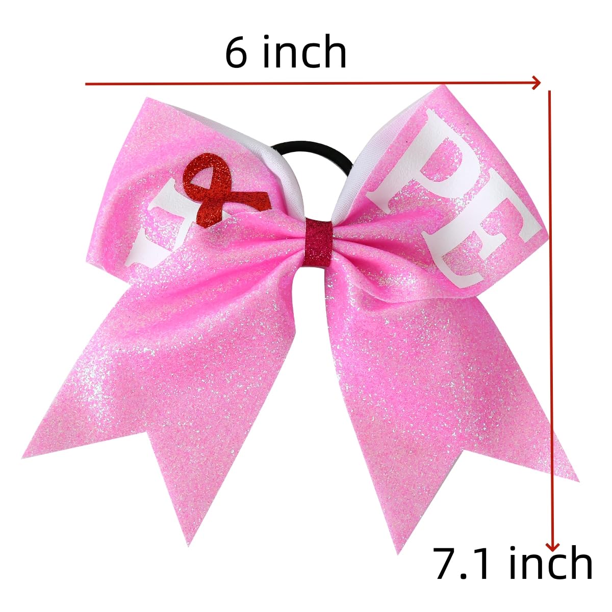 6 Pcs Pink Sequin Grosgrain Ribbon Glitter Hair Bows for Breast Cancer Awareness, Cheer Team Gifts for Teens