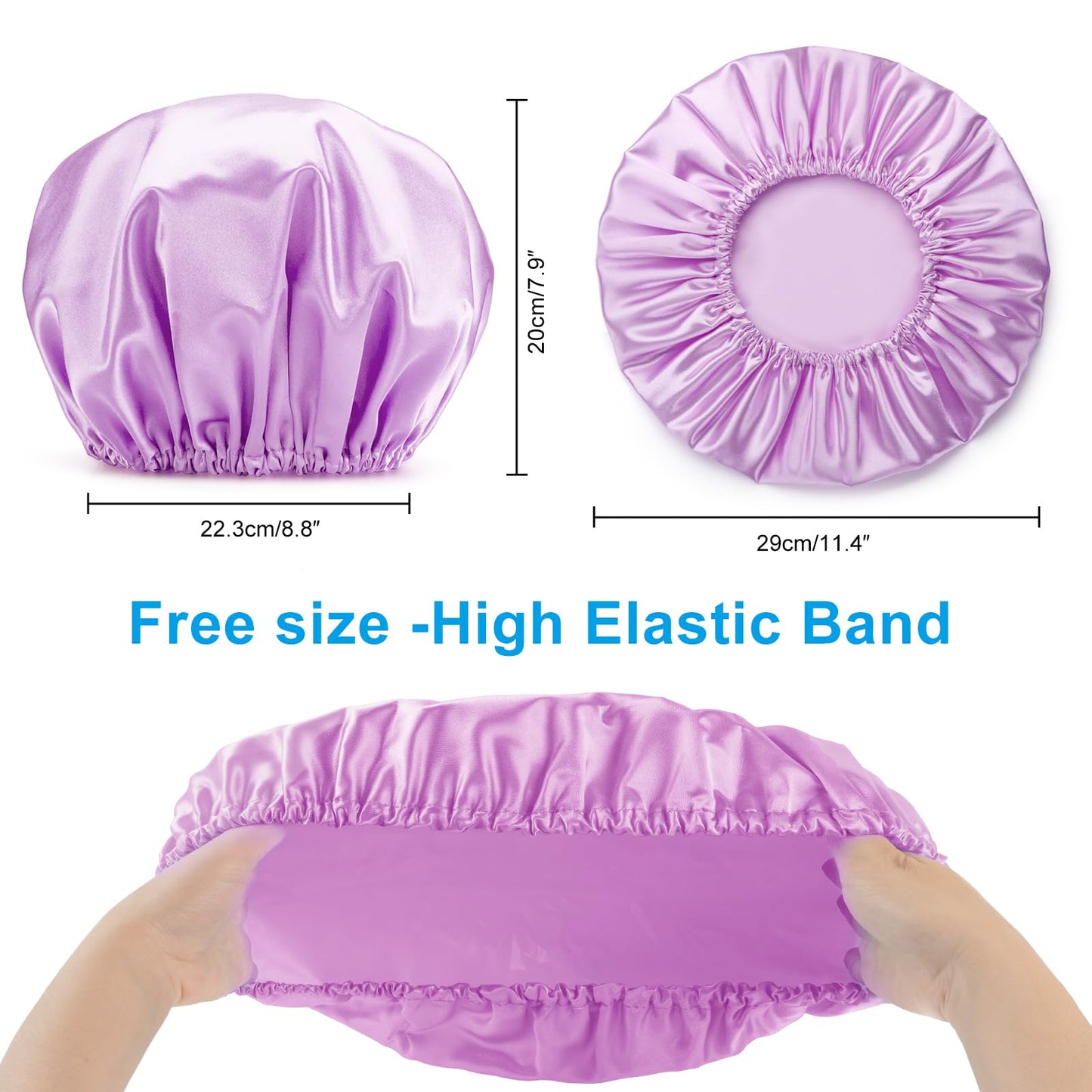 AmazerBath 4-Pack Shower Caps for Women, Double Waterproof Layers Bathing Shower Hat Hair Protection EVA Reusable, Medium Size - Ocean Blue, Light Purple, Gold, Rose Red
