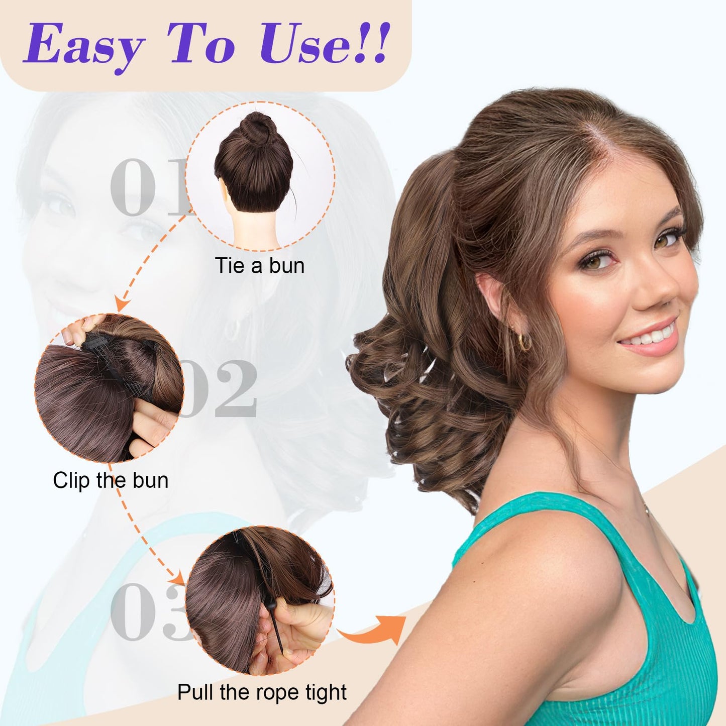 AISI BEAUTY Blonde Ponytail Extension Short Curly Wavy Drawstring Ponytail for Women Synthetic Pony Tail Hair Extensions(11 Inches)