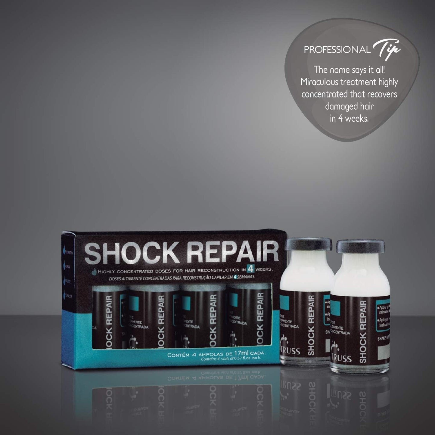 TRUSS Shock Repair Hair Treatment 4 Week Supply Bundle with Miracle Conditioner for Dry Damaged Hair
