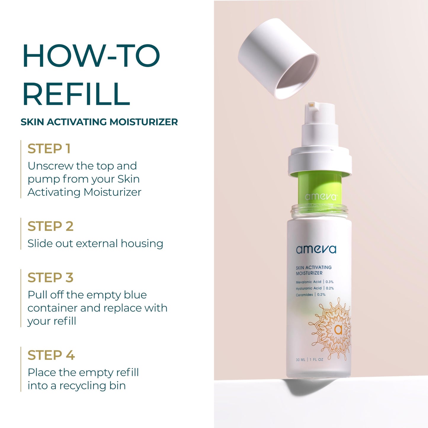 AMEVA Mevalonic Acid Skin Activating Moisturizer: 100% Plant-Based, Vegan, Anti-Aging Formula, For Sensitive Skin, Boosts Collagen, Hyaluronic Acid and Retinol, Reduces Redness, Jojoba Oil, Ceramides