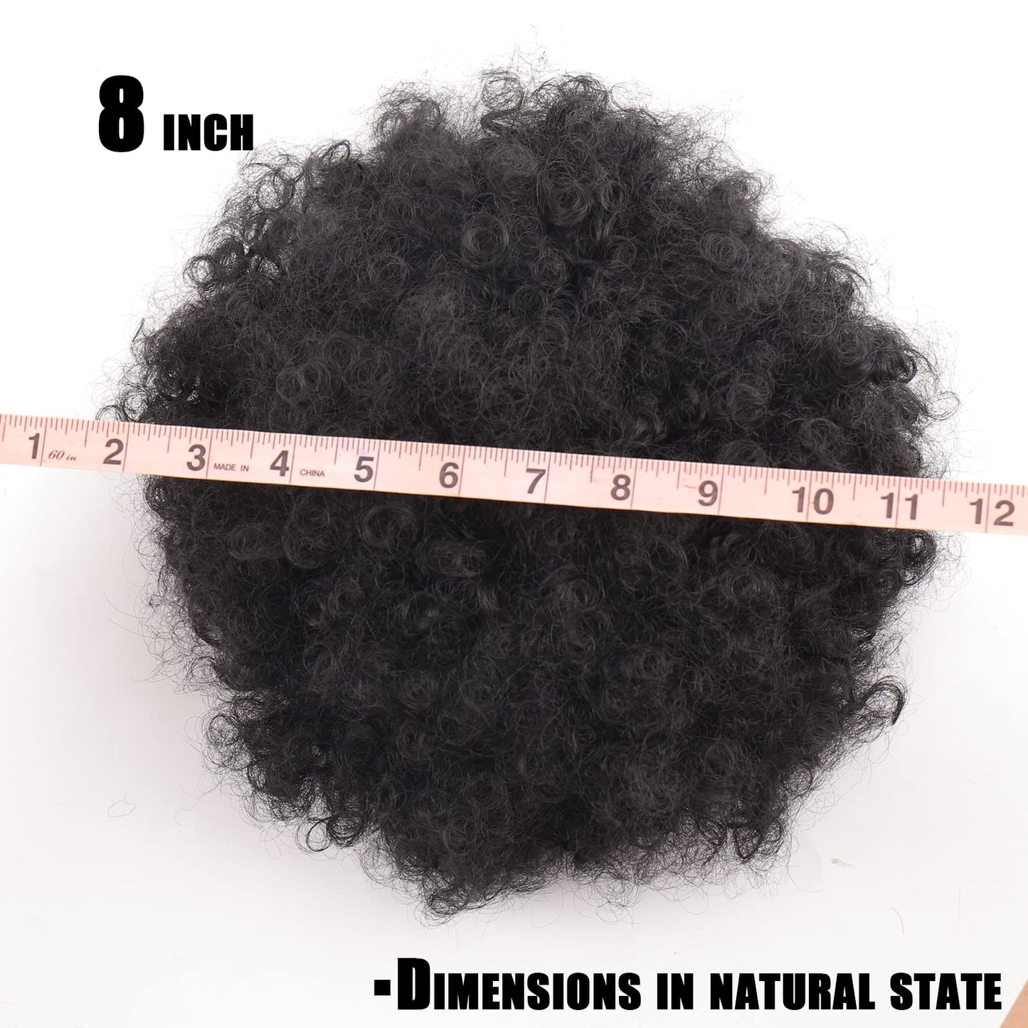 Afro Puff Drawstring Ponytail 2packs Fluffy Short Kinky Curly Hair Bun for Black Women (8INCH, 1B)