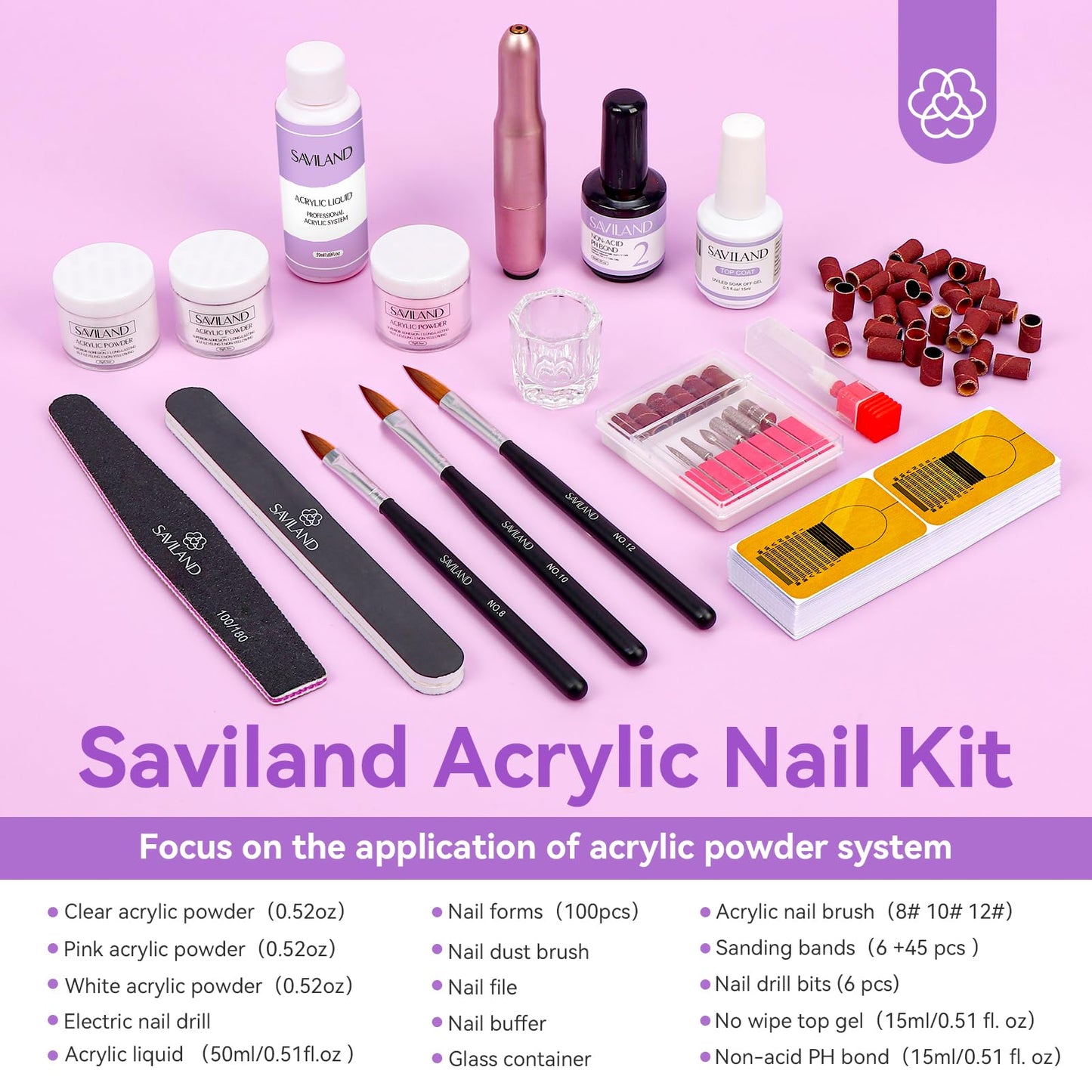 Saviland Acrylic Nail Kit with Drill and Saviland Poly Gel Kit