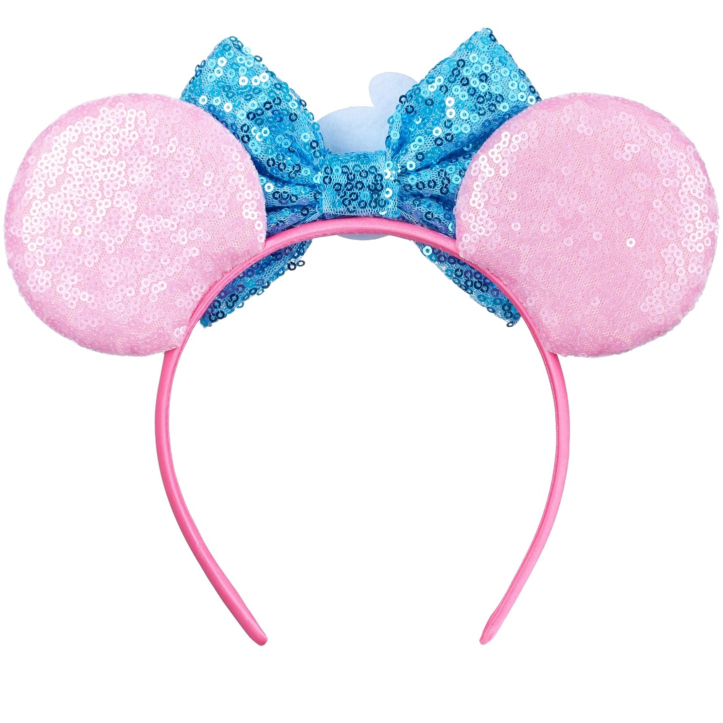 Opzzqz Mouse Ear Headbands for Women Giltter Bow Headband for Girls Birthday Party Decorations