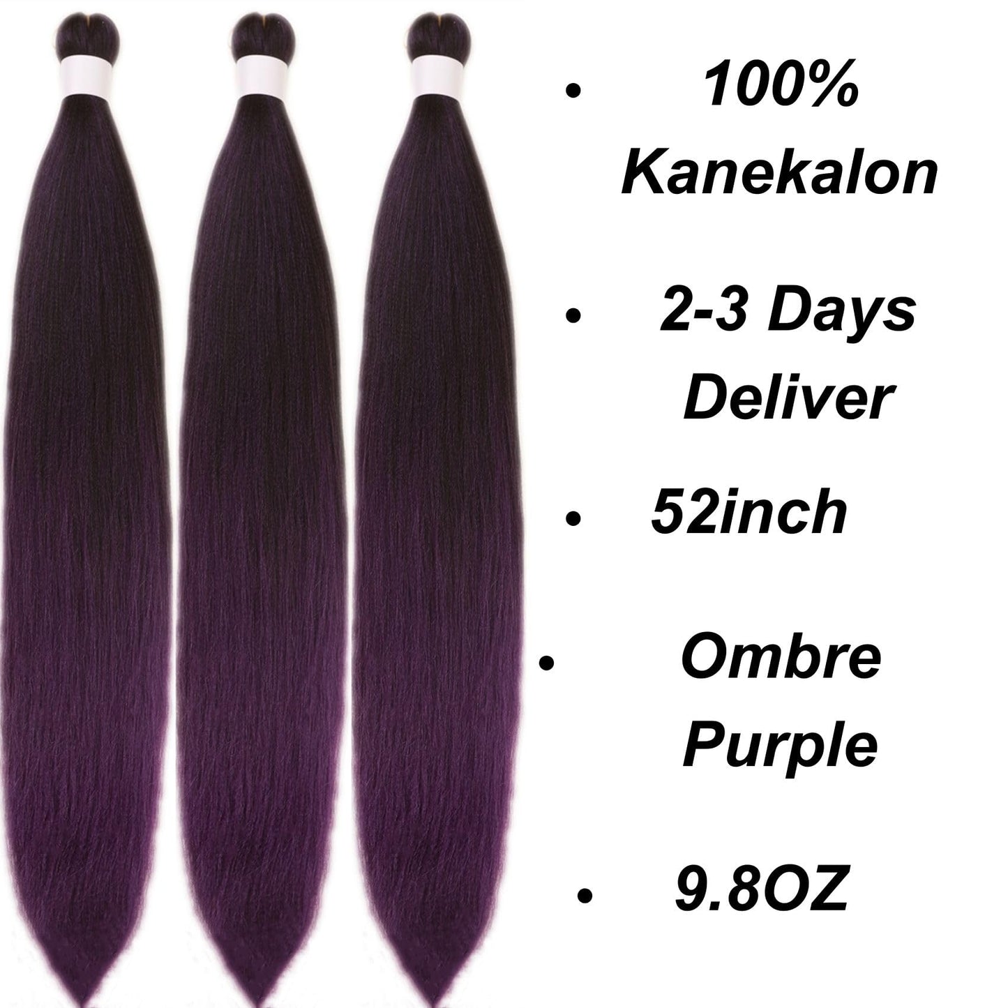 Purple Braiding Hair Pre stretched Kanekalo Pre stretched Braiding Hair Box Braids Braiding Hair Extensions