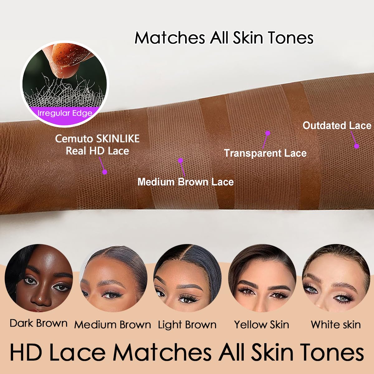 2x6 HD Lace Closure Human Hair Straight SKINLIKE Lace Closure Pre Plucked Bleached Knots 0.10mm Ultra Thin Kim K Closure HD Lace, 20 Inch Natural Black