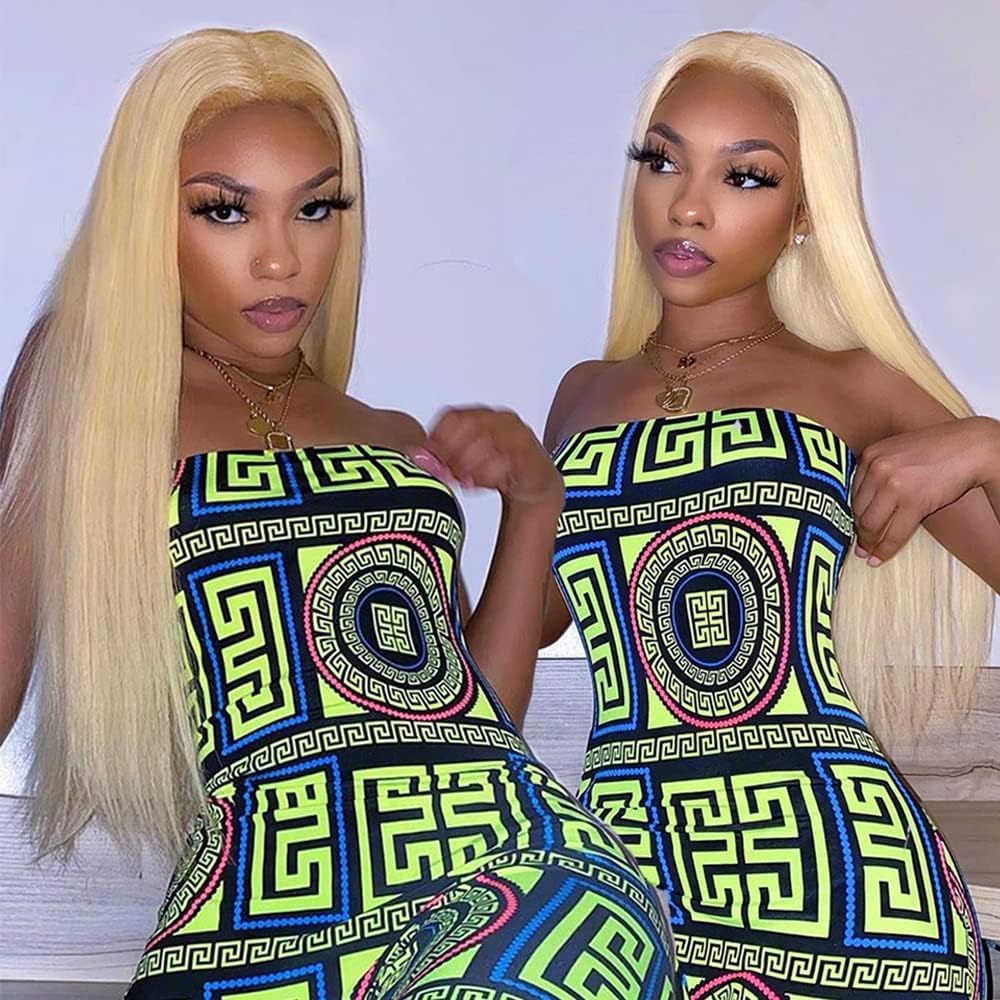 QTHAIR Human Hair Blonde Bundles 14A Grade 100% Brazilian Human Hair Color #613 Platinum Blonde Straight 26" Light Blonde Color Bundles 613 Color Straight Human hair Extensions 100g/Bundle