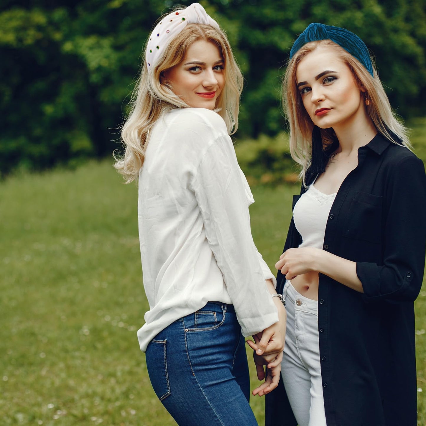 BEGOOD Headbands for Women Rhinestone Knotted Wide Headband Womens Top Knot Head Bands Fashion Hairbands Turban Hair Accessories for Girls 2Pcs