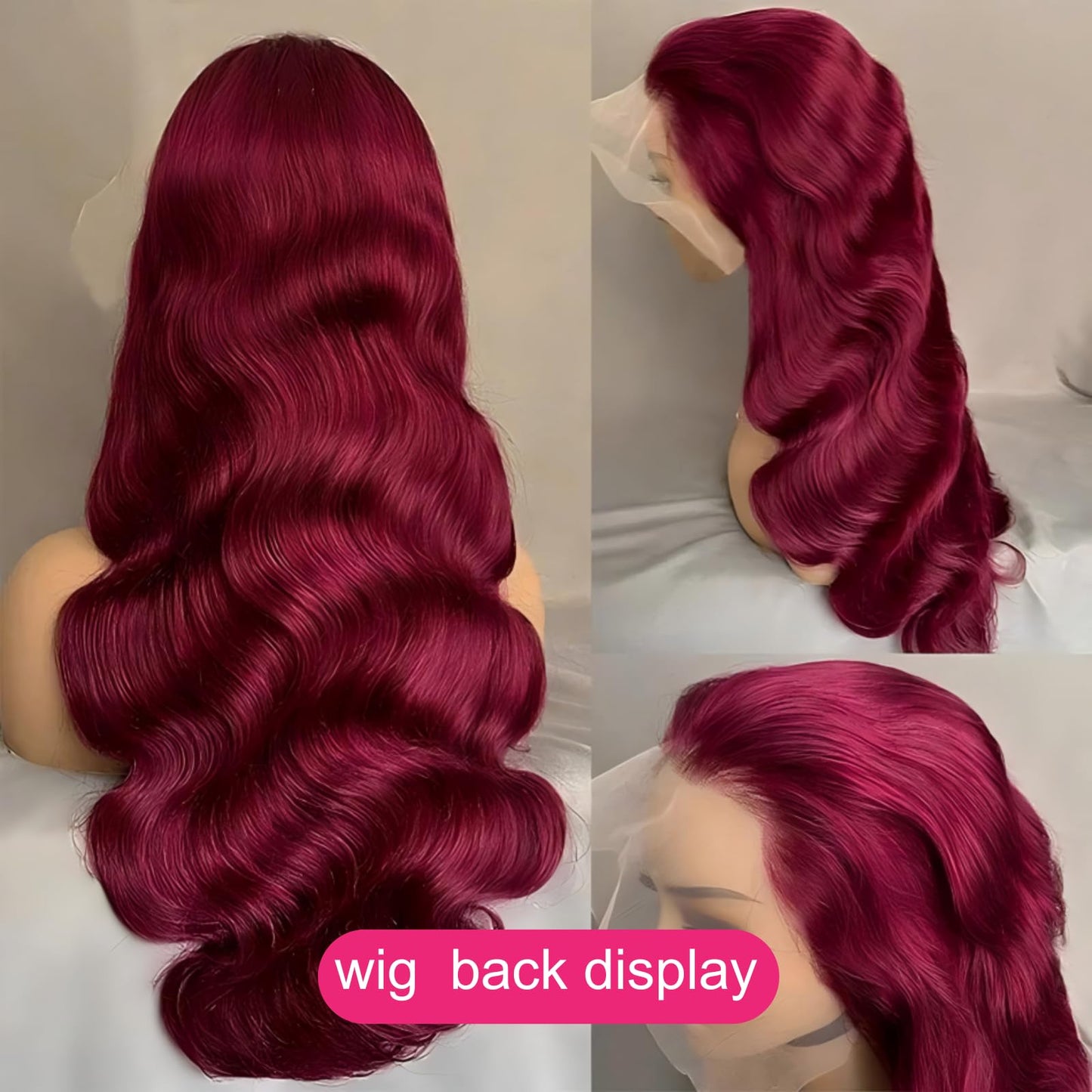 ABBETEY 20 inch Burgundy Lace Front Wigs Human Hair 13x6 HD Lace Front Wigs Human Hair Pre Plucked with Baby Hair 180% Density Body Wave 99j Colored Frontal Wigs