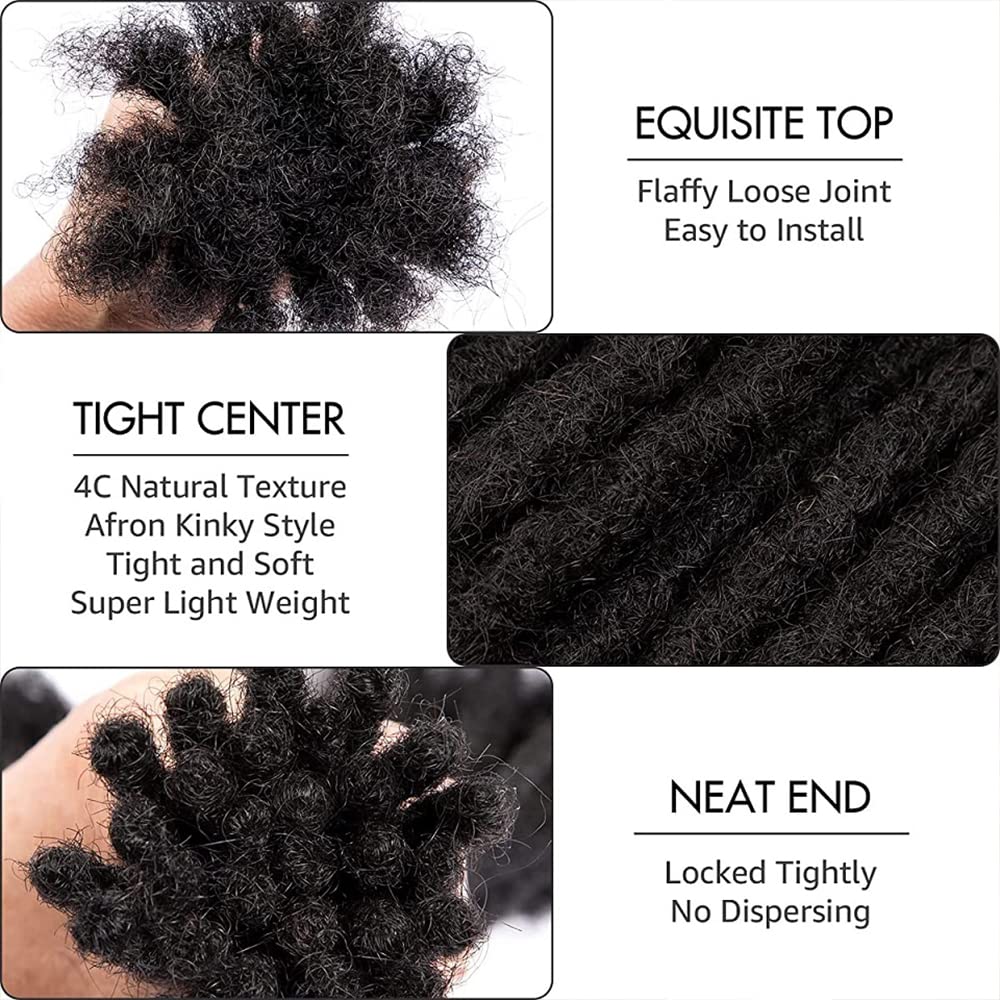 0.8cm Thickness 6 Inch Dreadlock Extensions Human Hair 60 Strands 100% Real Human Hair for Man/Women Full Head Handmade Loc Extensions Bundles Can Be Bleached Dyed Curled Twisted