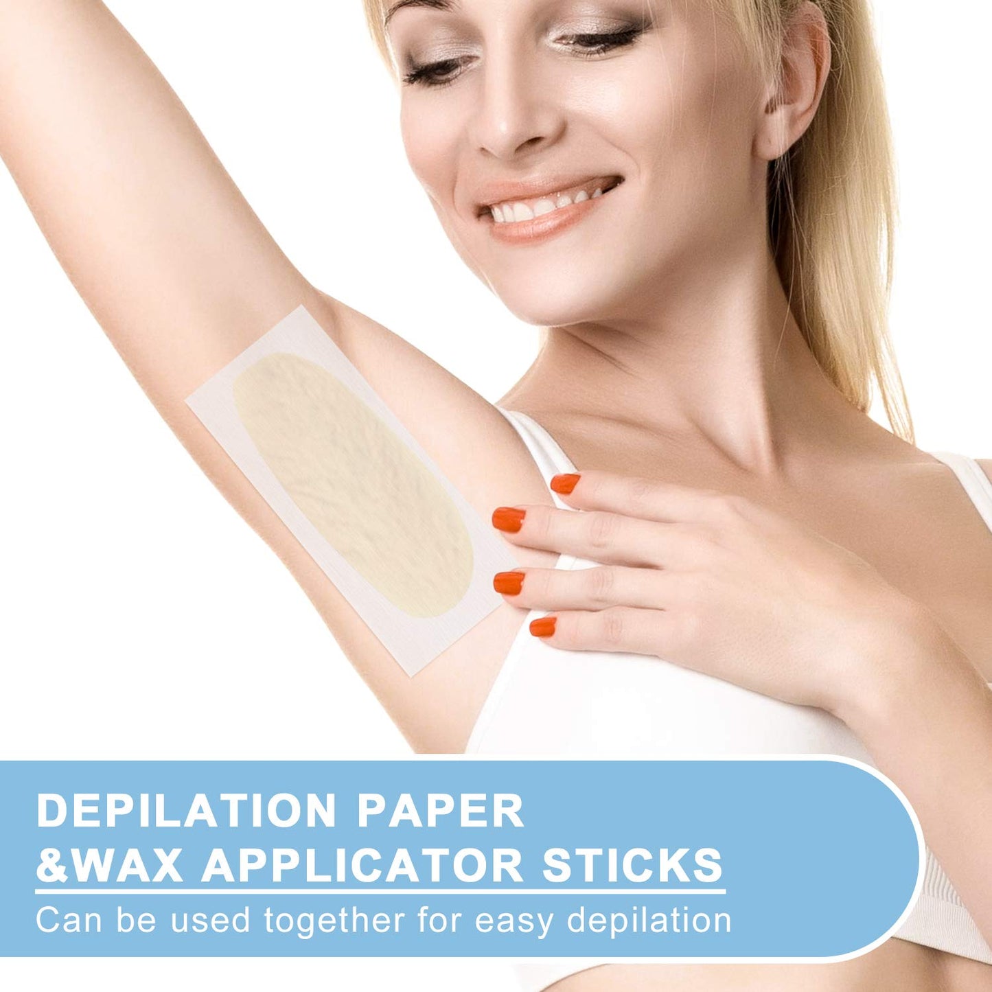 Whaline 400 Pieces Non-Woven Wax Strips Body and Facial Waxing Strips White Multi-Size Hair Removal Muslin Wax Strips Spa Beauty Waxing Strips for Face Arms Legs Underarm Bikini Hair Removal