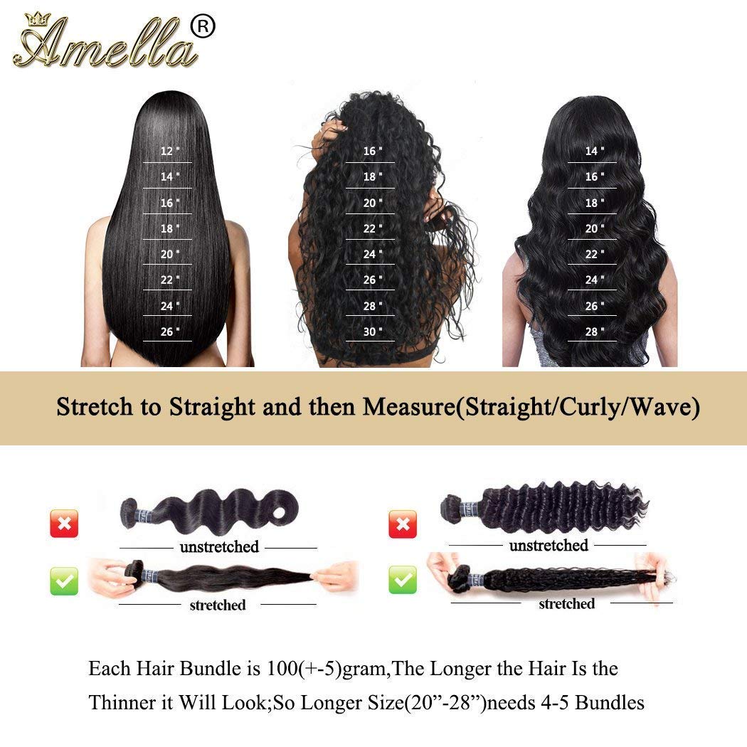Amella Hair Brazilian Body Wave One Bundle 20inch 100% Unprocessed Brazilian Virgin Natural Black 8A Body Wave Human Hair Weft