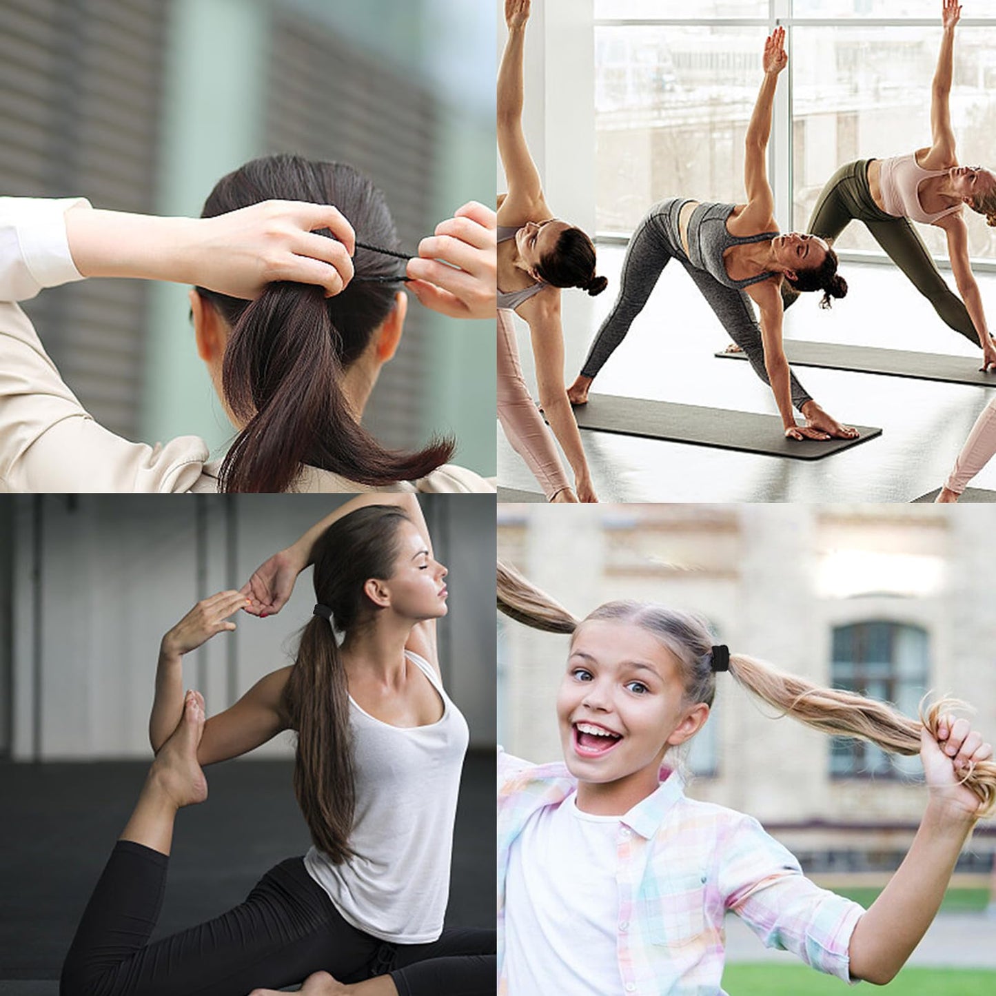 Antye Hair Tie, 100Pcs Black Onyx - Soft Cotton, Seamless Hair Elastic for Thick or Thin Hair, No Snag, Dent or Breakage, Baseball & Tennis Suitable, All Age Friendly