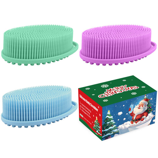 3 Pack Silicone Body Scrubber, Exfoliating Body Scrubber, Soft Silicone Loofah, Body Scrubber Fit for Sensitive and All Kinds of Skin, Clean and Sanitary Rapid Foaming