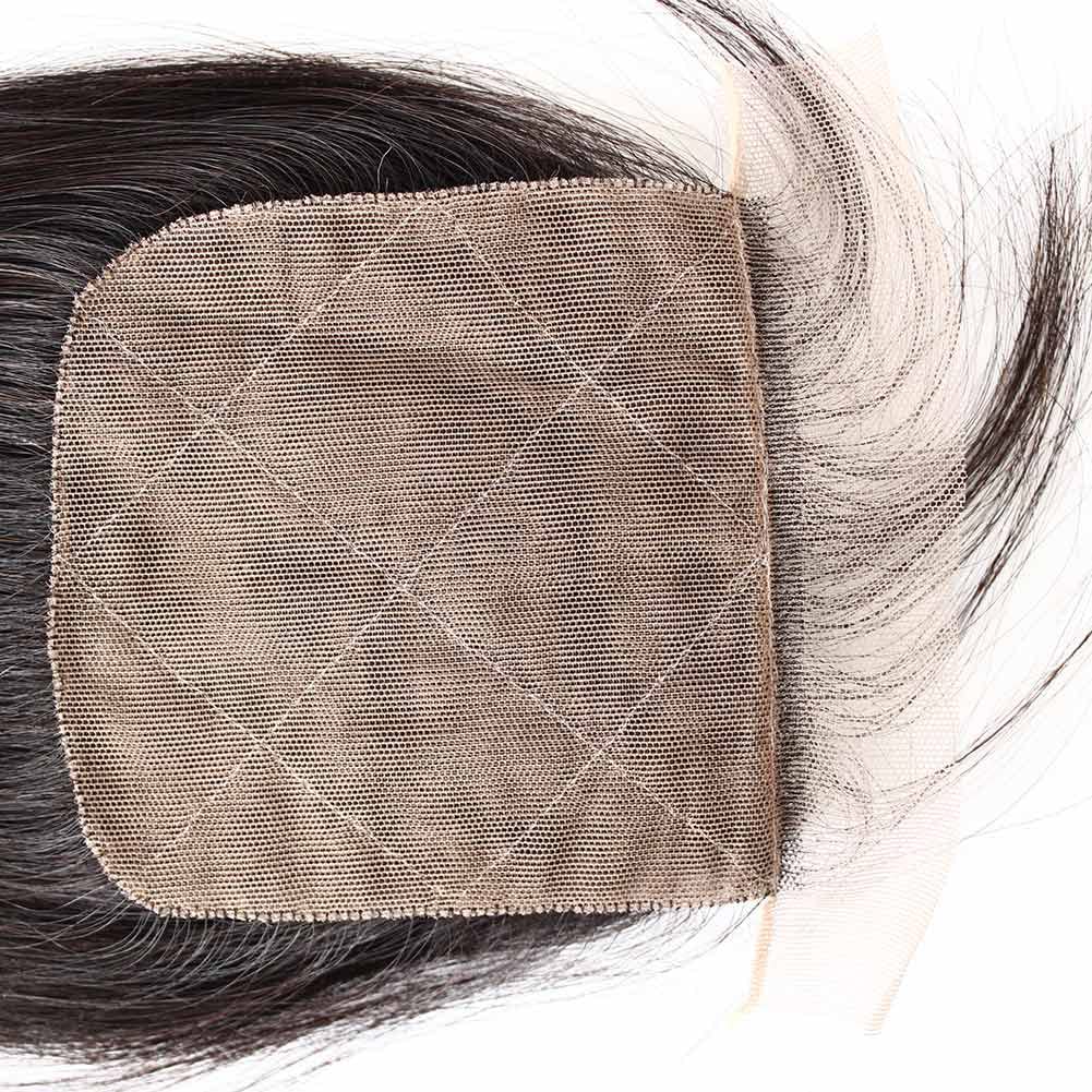 Bella Hair Free Part Silk Base Closure Straight, 130% Density Natural Color Remy Virgin Human Hair 4x4inch Top Closure (12inch)