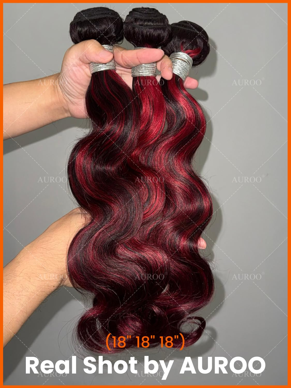 AUROO 99J Burgundy Highlight Body Wave Bundles 24 inch,10A 100% Virgin Burgundy and Black Brazilian Quick Wavy Weave Human Hair Single Bundles Thick Track Ombre Red 99J Colored Human Hair Bundles Remy