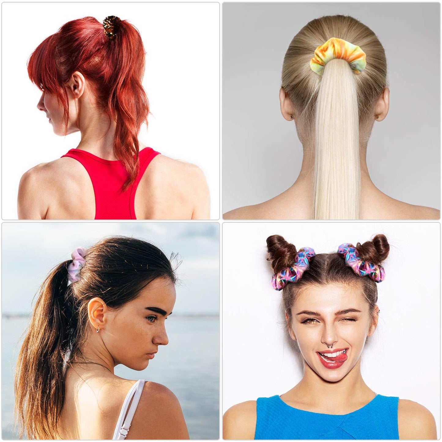 20 Pcs Sequin Scrunchies Shiny Metallic Hair Scrunchy Sparkly Hair Tie Ropes Mermaid Elastic Hair Bands Scrunchy Glitter Colors Rainbow Ponytail Holder Hair Accessories for Women Girls (Stylish Style)