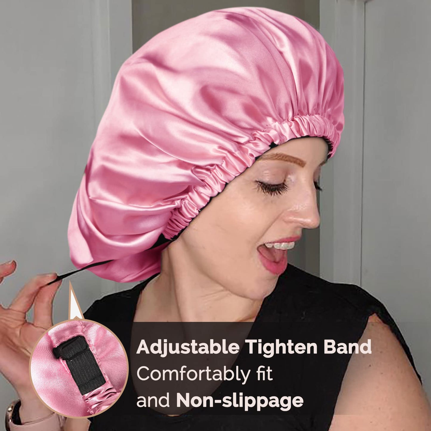 YANIBEST Silk Bonnet Satin Bonnet for Sleeping Women and Men, Adjustable Double Layer Hair Bonnet for Curly Braids Hair