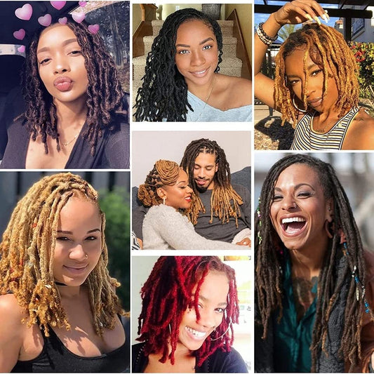 0.8cm Thickness 6 Inch Dreadlock Extensions Human Hair 60 Strands 100% Real Human Hair for Man/Women Full Head Handmade Loc Extensions Bundles Can Be Bleached Dyed Curled Twisted