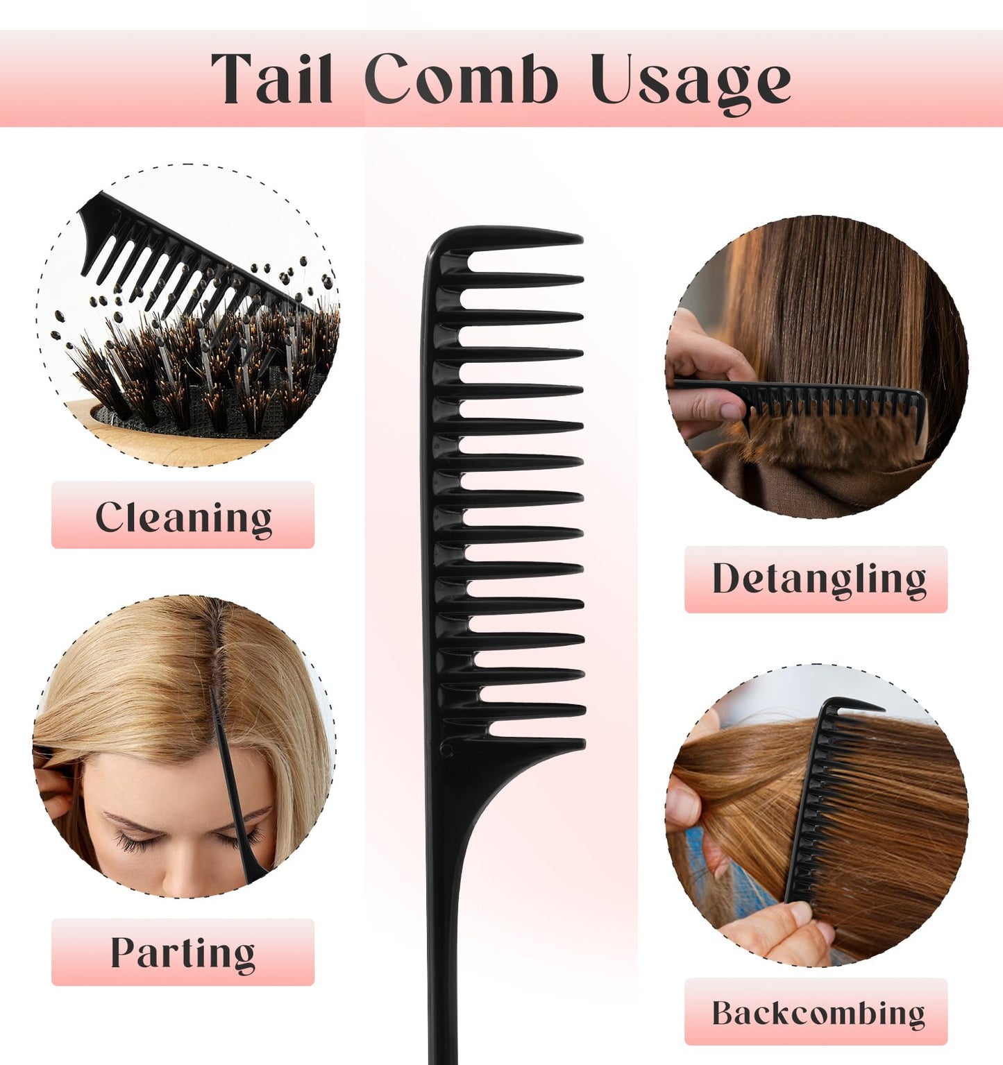 Boar Bristle Paddle Brush, Styling Comb and Brush Set, Hairbrushes and Combs, Wooden Boar Bristle Hair Brush, Brush Paddle for All Hair Type, Travel, Home, Detangling Smoothing Massaging