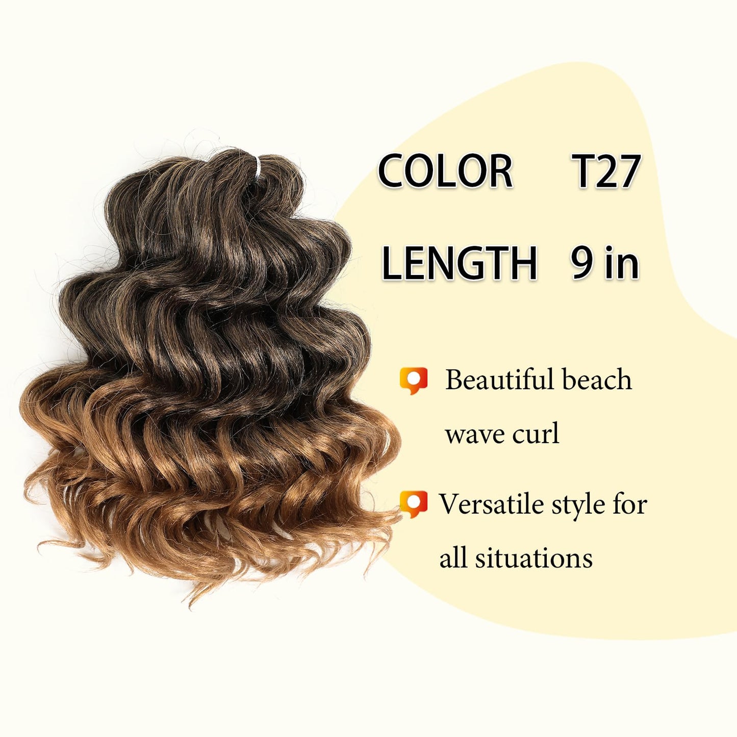 Ocean Wave Crochet Hair 9inch 7Pack Deep Wave Crochet Hair for Black Women Wet And Wavy Crochet Hair Beach Curl Crochet Hair Extensions T27…