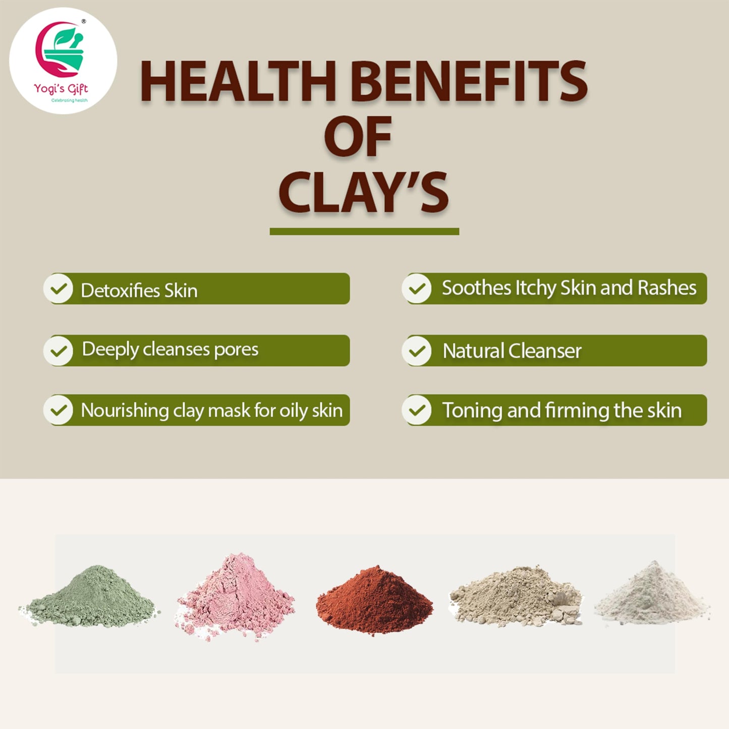 Pack of 10 Clays for Mask Making & Soap Making | Face Mask Ingredient | Best Value Pack of Colourful Clays | 8oz Each | Variety Pack for DIY Projects | by Yogiโs Giftยฎ