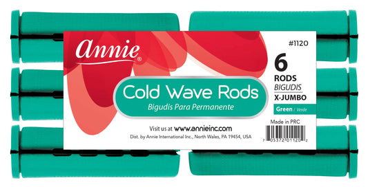Annie Jumbo Cold Wave Rods with Rubber Band for Hair Curling and Perm Styling - Green - Set of 3 Packs of 6 (18 Pieces)