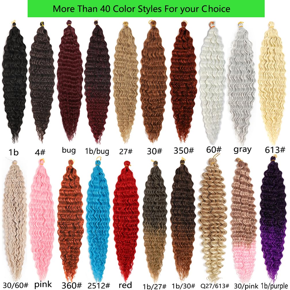 BALINGHAIR Ocean Wave Crochet Hair 30 Inch Deep Wave Braiding Hair 3 Packs Long Curly Crochet Braids Hair Extensions Red