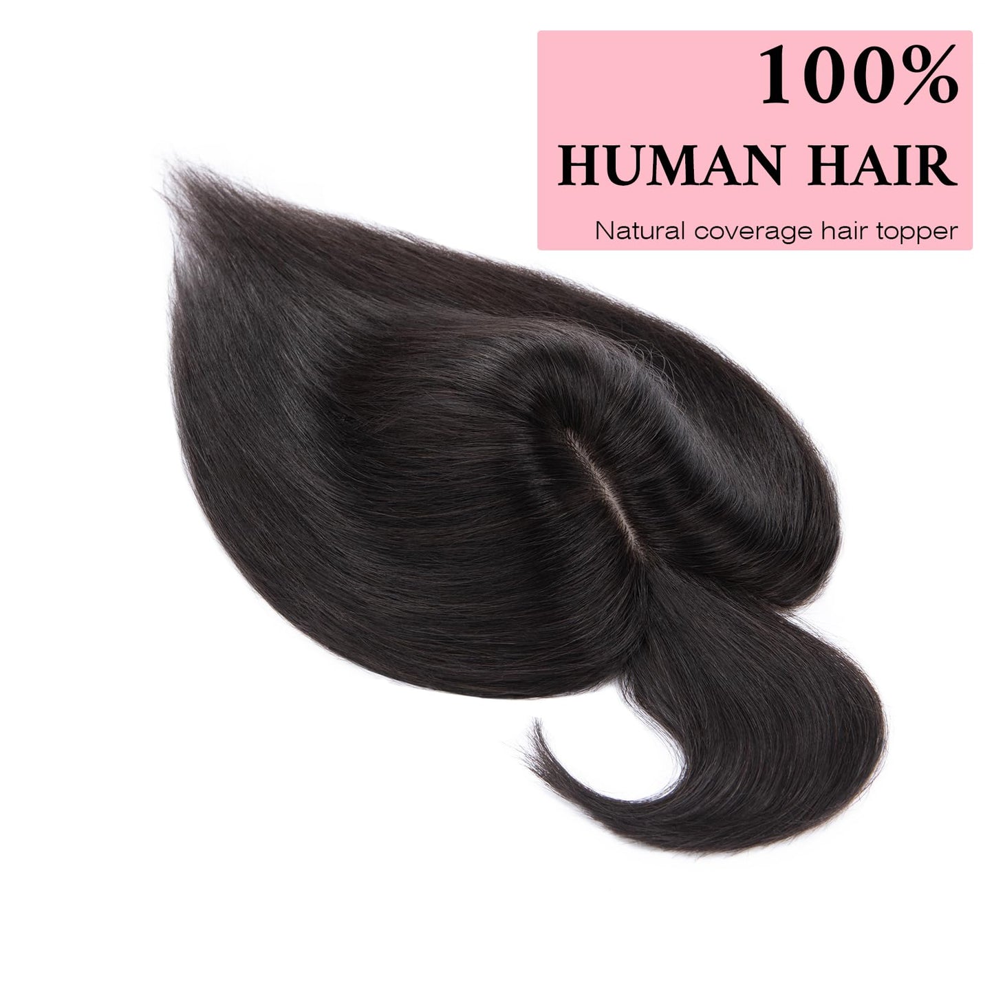 SEGO 100% Real Human Hair Toppers with Bangs,Silk Base 150% Density Clip in Topper Top 2.7”x5.1” Hair Pieces for Women with Thinning Hair/Hair Loss Cover Gray Hair