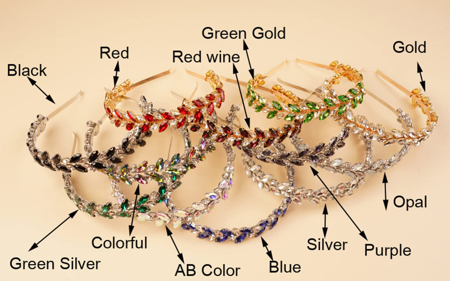 BERYUAN Women Wedding Tiaras and Crowns Crystal Wedding Headband Teardrop Red Wine Crystal Rhinestone Wedding Hair Accessories Crystal Wedding Headbands for Women and Flower Girls (red wine)