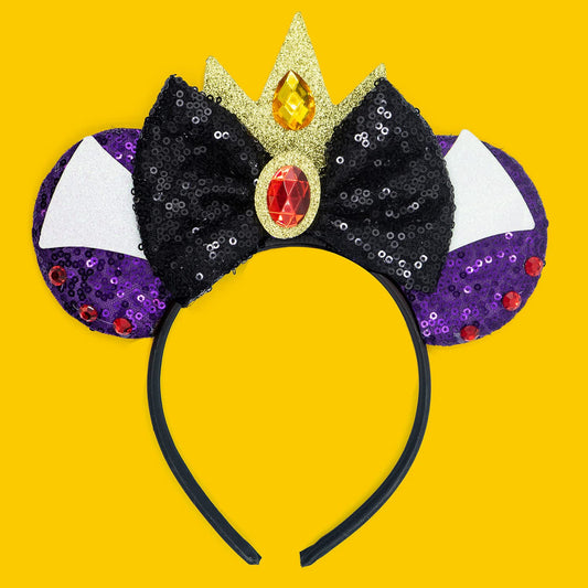 CIVFCRT Mouse Ears Headbands with Ruby Crown Shiny Bows Hairbands Party Cosplay Decoration Costume Headwear Hair Accessories for Women (Jewel Crown)