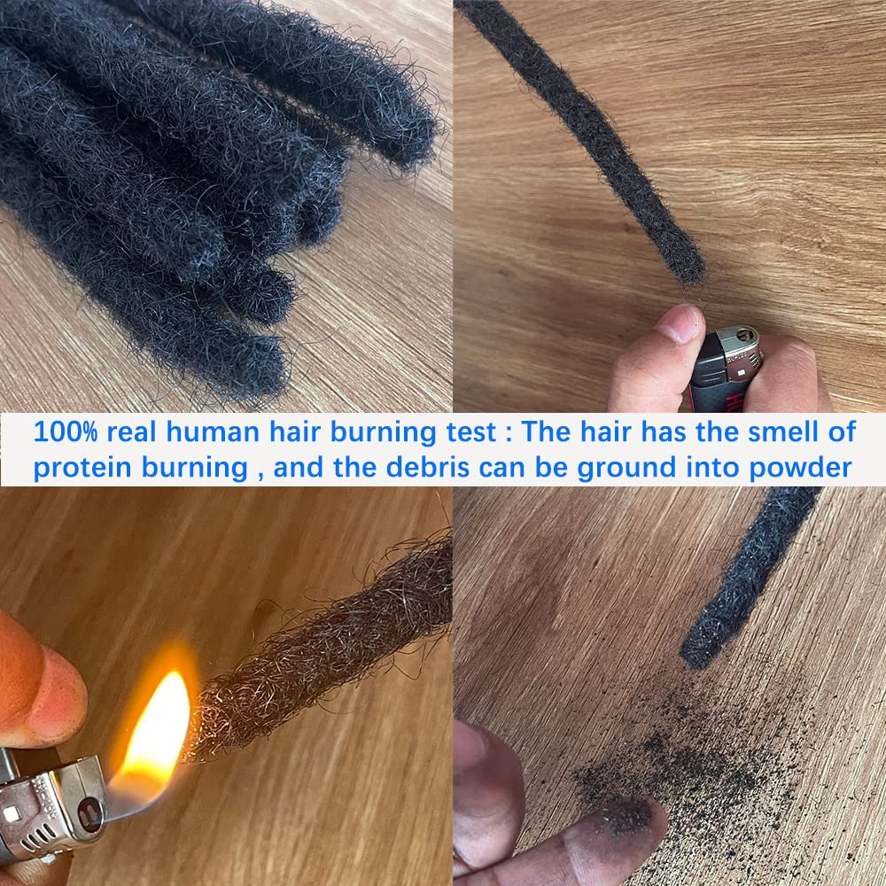 0.6cm 4 Inch Loc Extension Human Hair Thickness Natural Black Full Handmade Permanent Locs Can Be Dyed and Bleached for Women Men Kids Dreadlock Extensions Real Human Hair
