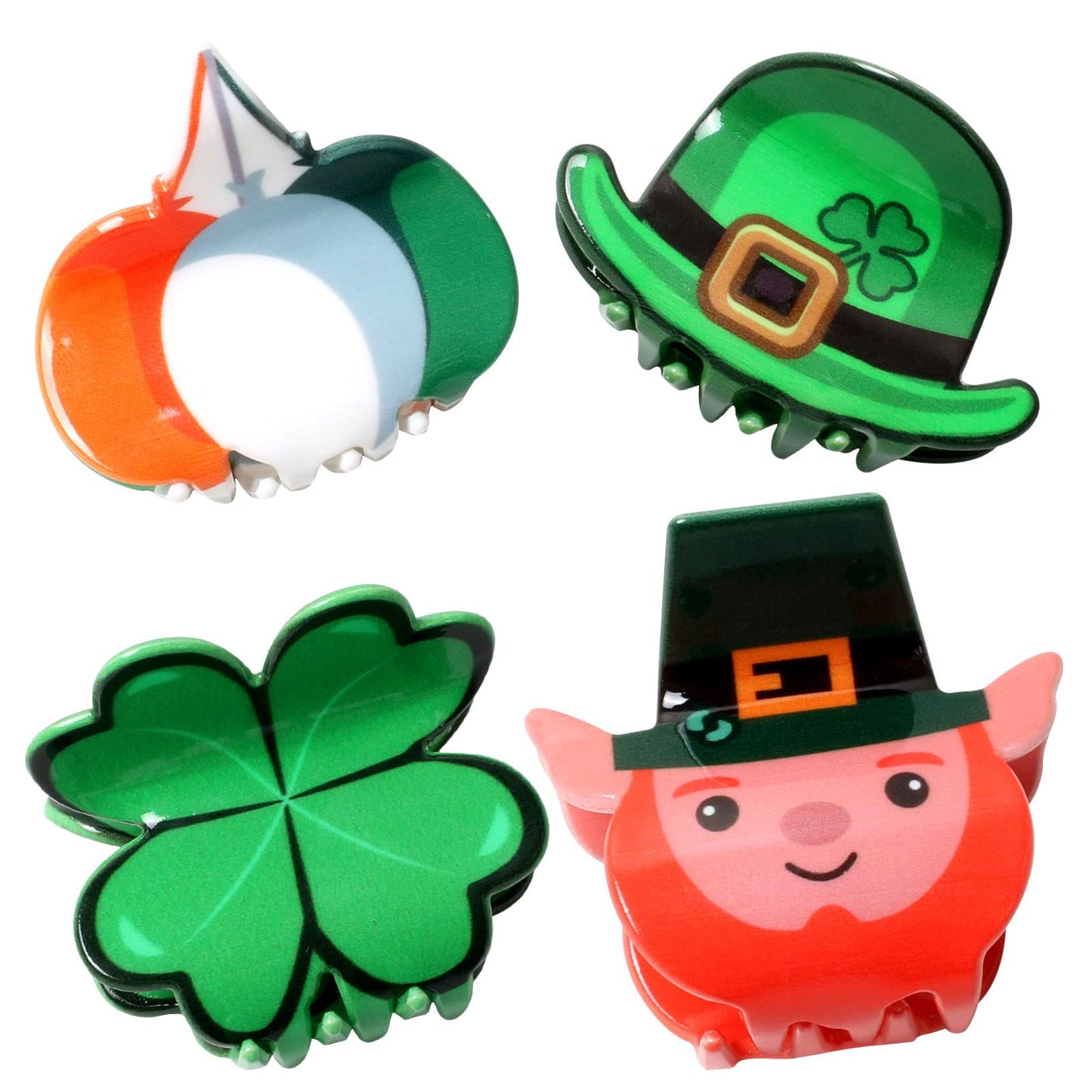 4PK Cute Claw Clips for Girls Green Hair Claw Small Hair Clip Shamrock Hair Claws Cute St Patrick’s Hair Accessories for Women (color C)