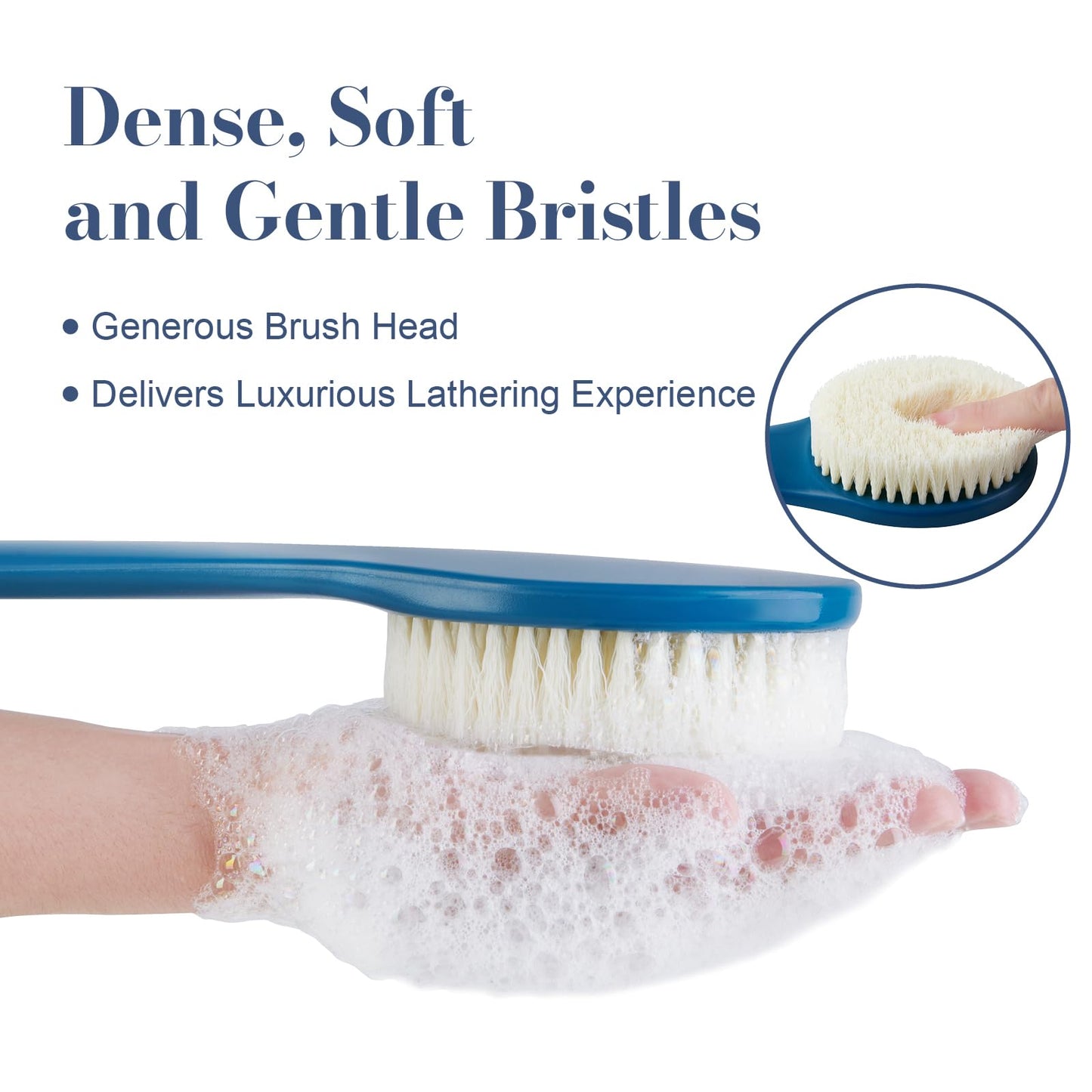 Back Scrubber for Shower, Shower Body Brush for Cleaning with Long Handle for Showering, 17 Inch Back Washer Exfoliator for Shower Men Women with Non-Slip Handle, Adhesive Hook (Celadon Green)