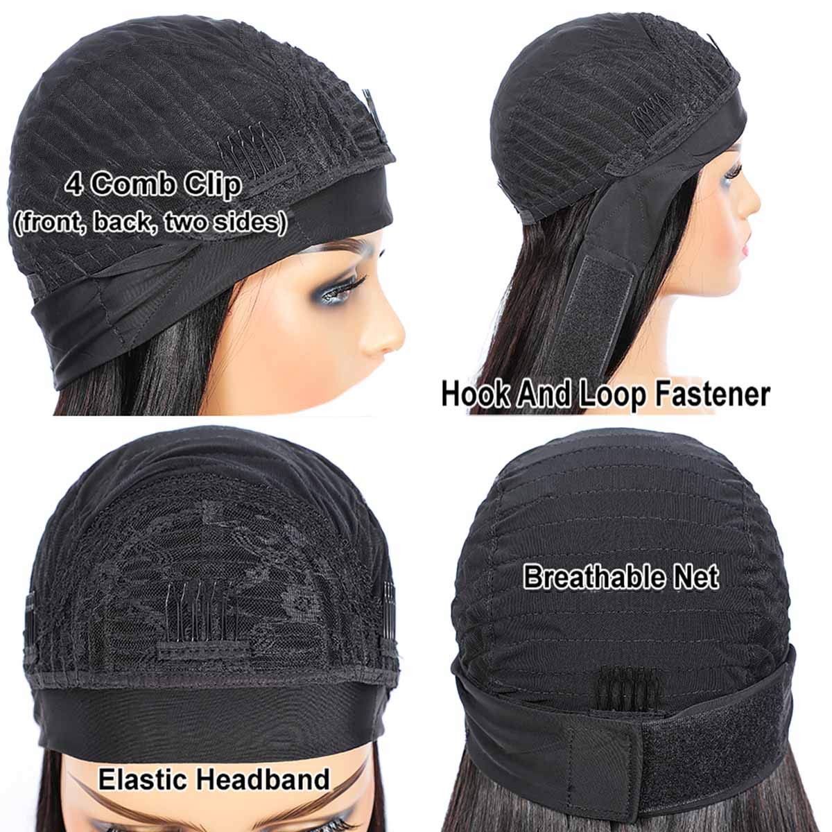 Adette Human Hair Headband Wigs Body Wave Ombre 99J Red Glueless Wavy Wig 180% Density None Lace Front Wigs for Black Women (20 Inch)