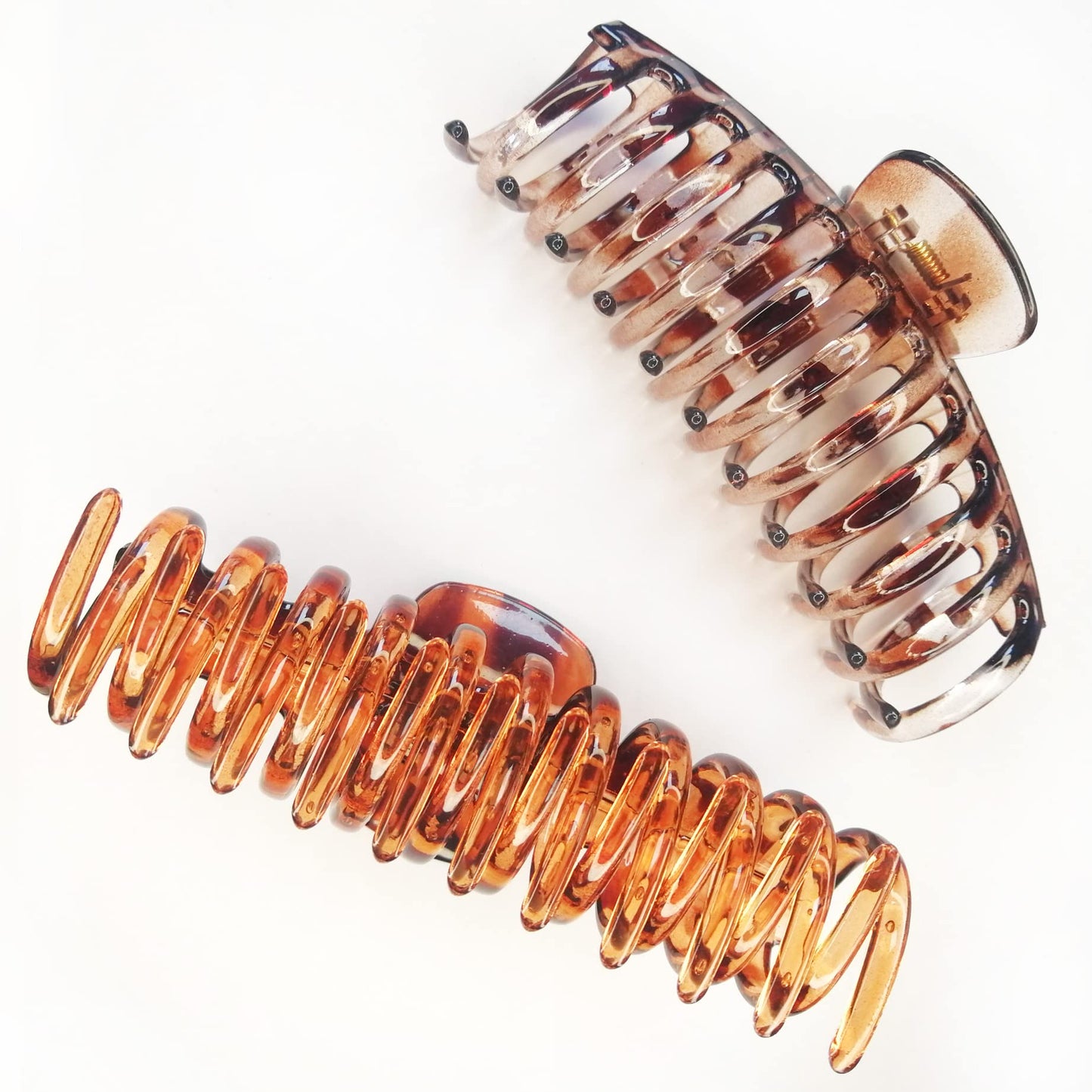 Accglory 5.5 Inches Extra Large Hair Clips for Long Thick Hair Women’s Jumbo Hair Claw Clips 2 Counts in Set Hair Accessories (light leopard and coffee leopard)