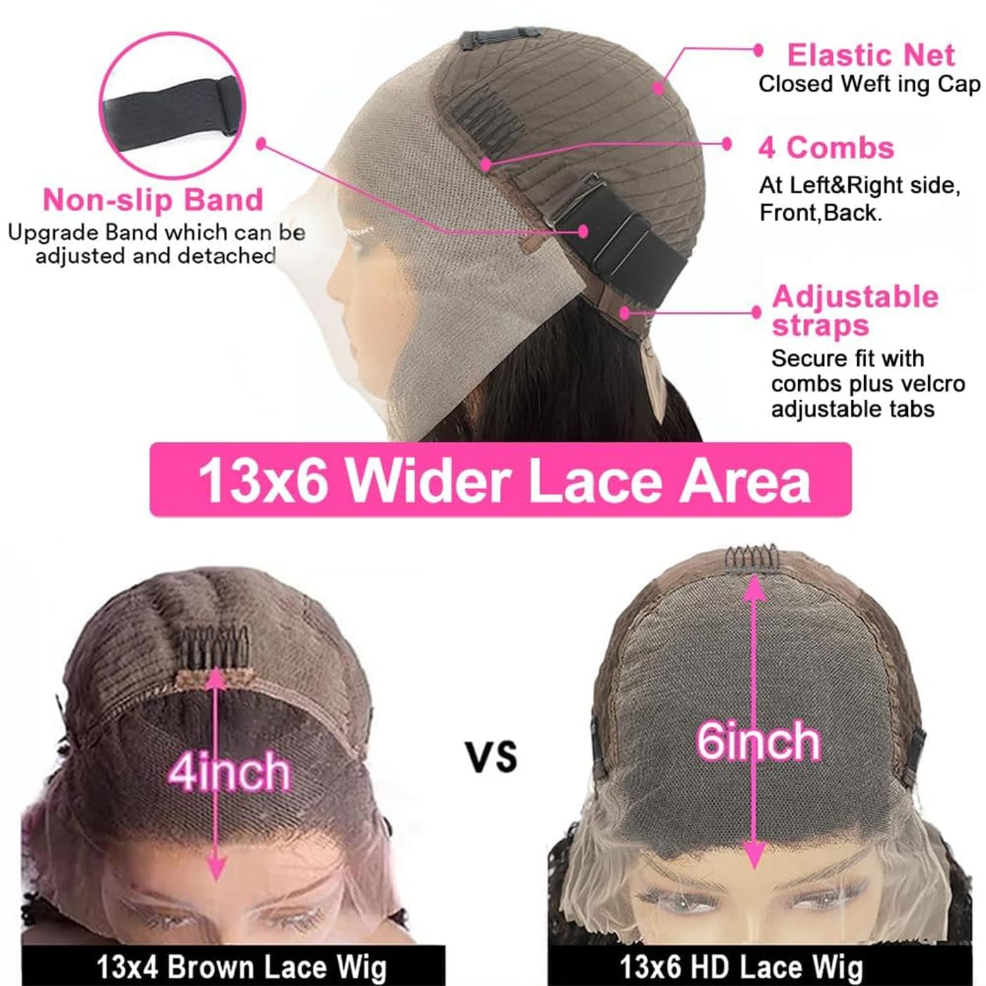 13x6 Deep Wave Lace Front Wigs Human Hair Wigs for Black Women HD Transparent Deep Curly Lace Frontal Glueless Wigs Human Hair Pre Plucked with Baby Hair Natural Black 20 Inch