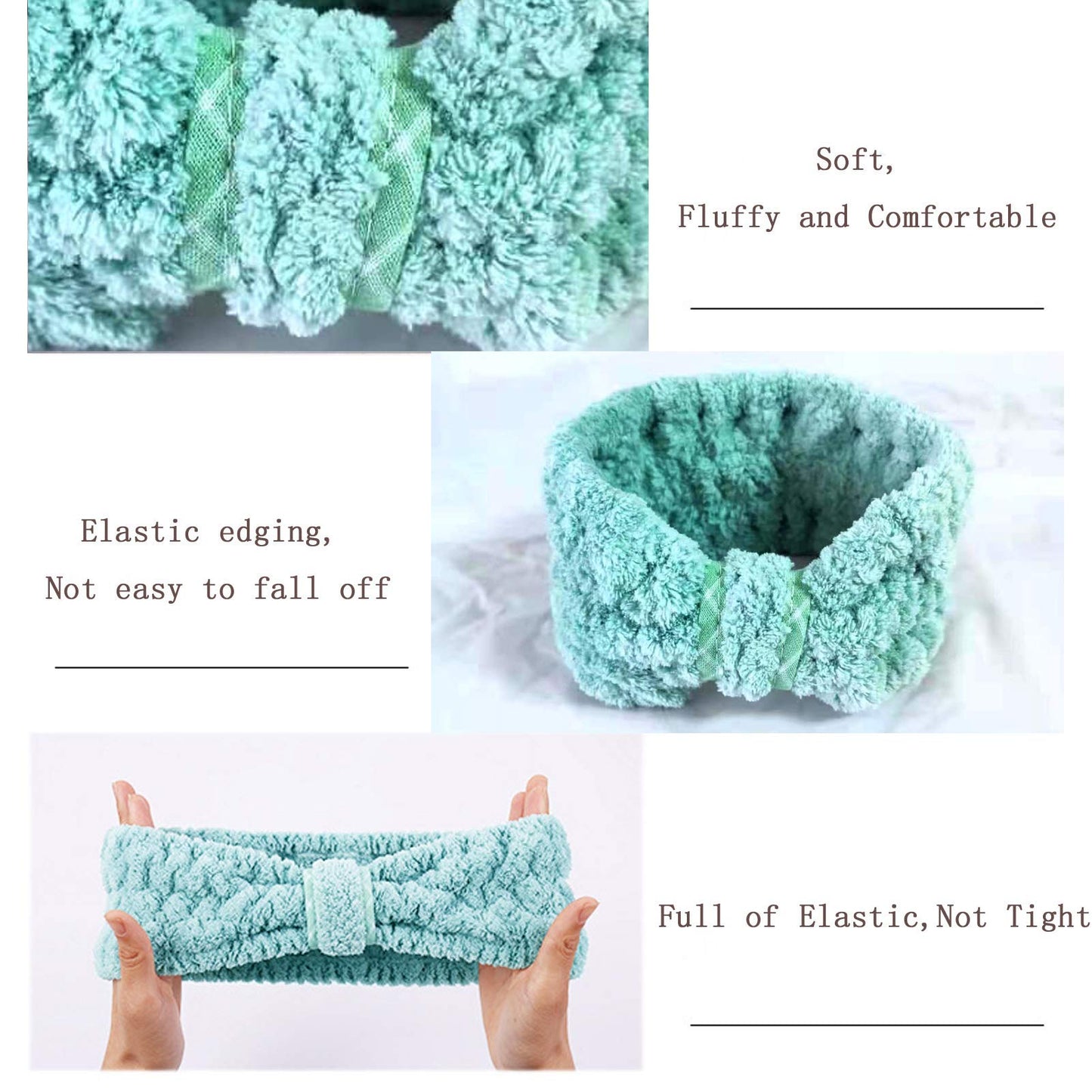 AIYAYI Spa Headbands,Soft coral fleece Makeup Headbands skincare headbands Adjustable Hair Band Cosmetic Headband for washing face, 2 Pack… (white)