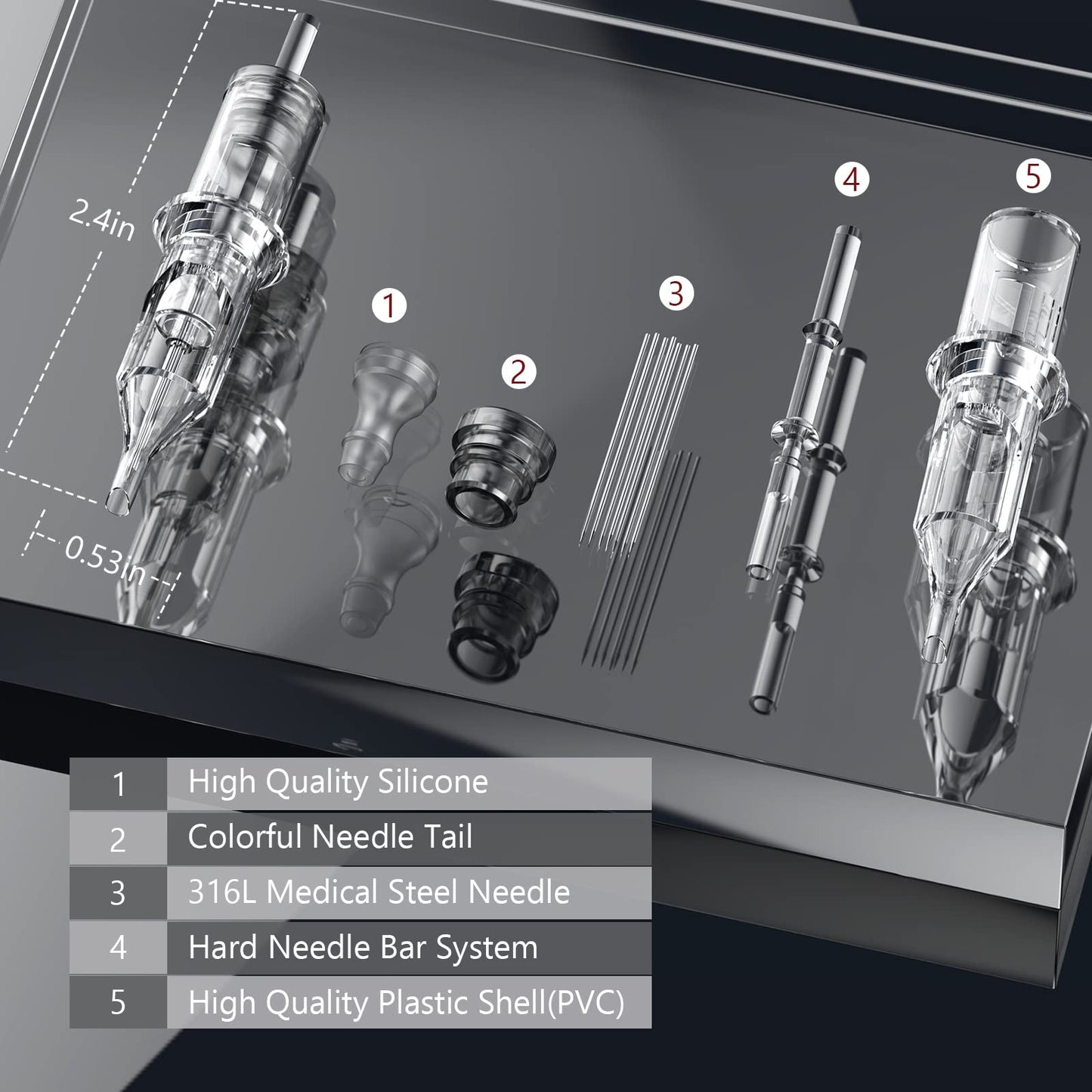 Wormhole Tattoo Cartridge Needles 50pcs Assorted Tattoo Needle Cartridges Mixed 3RL 7RL 7RS 9RM 9M1 Round Liner Shader Magnum Round Magnum Disposable Tattoo Needles Cartridge for Tattoo Artist