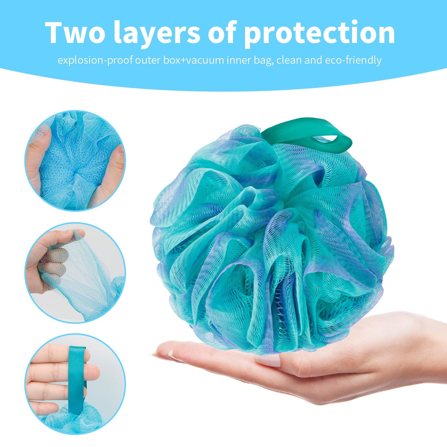 BCKENEY Bath Loofah Shower Sponge Body Back Scrubber Soft Mesh Shower Puffs Exfoliating Loofa for Women & Men Bath Accessories Cleaning Tool (4Pack 60G Loofah Sponge, Forest Fairy)