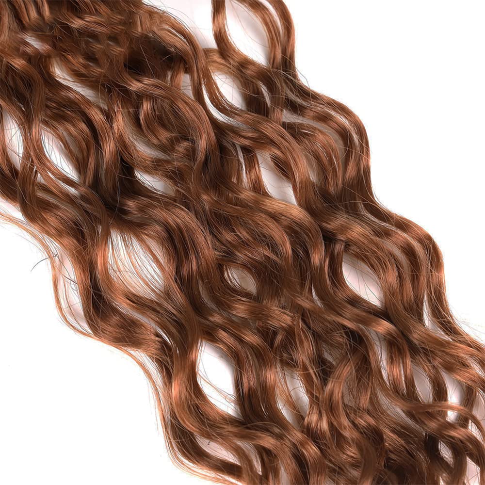 1b/30 Human Hair Bundles Ombre Water Wave Human Hair Bundles 24 Inch Color #30 Water Wave 1 Bundle Brazilian Remy Hair Extensions Light Brown Bundle Human Hair Weave