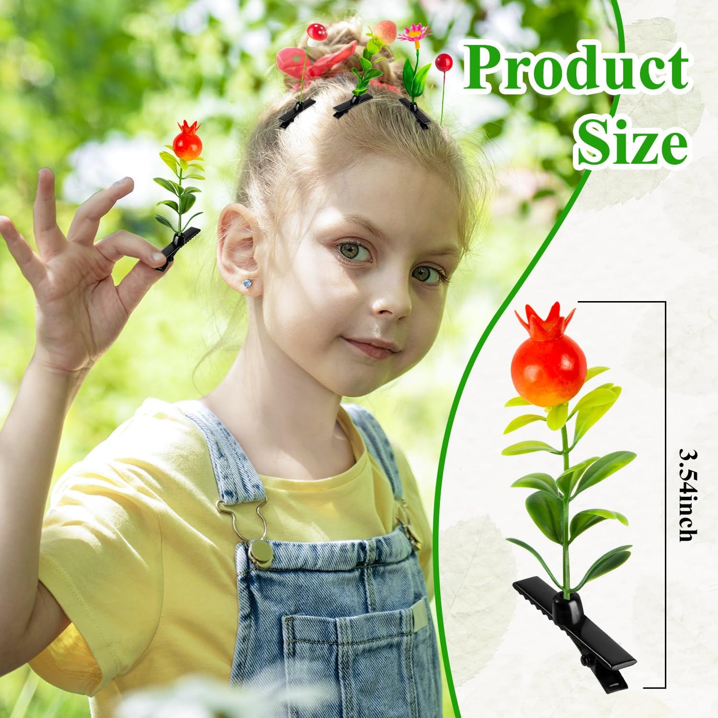 100 Pcs Sprout Clips Mixed Style Plant Hairpins Little Grass Sprout Hair Clips Butterfly Mushroom Hair Accessories Gift for Women Girls Kids Party School