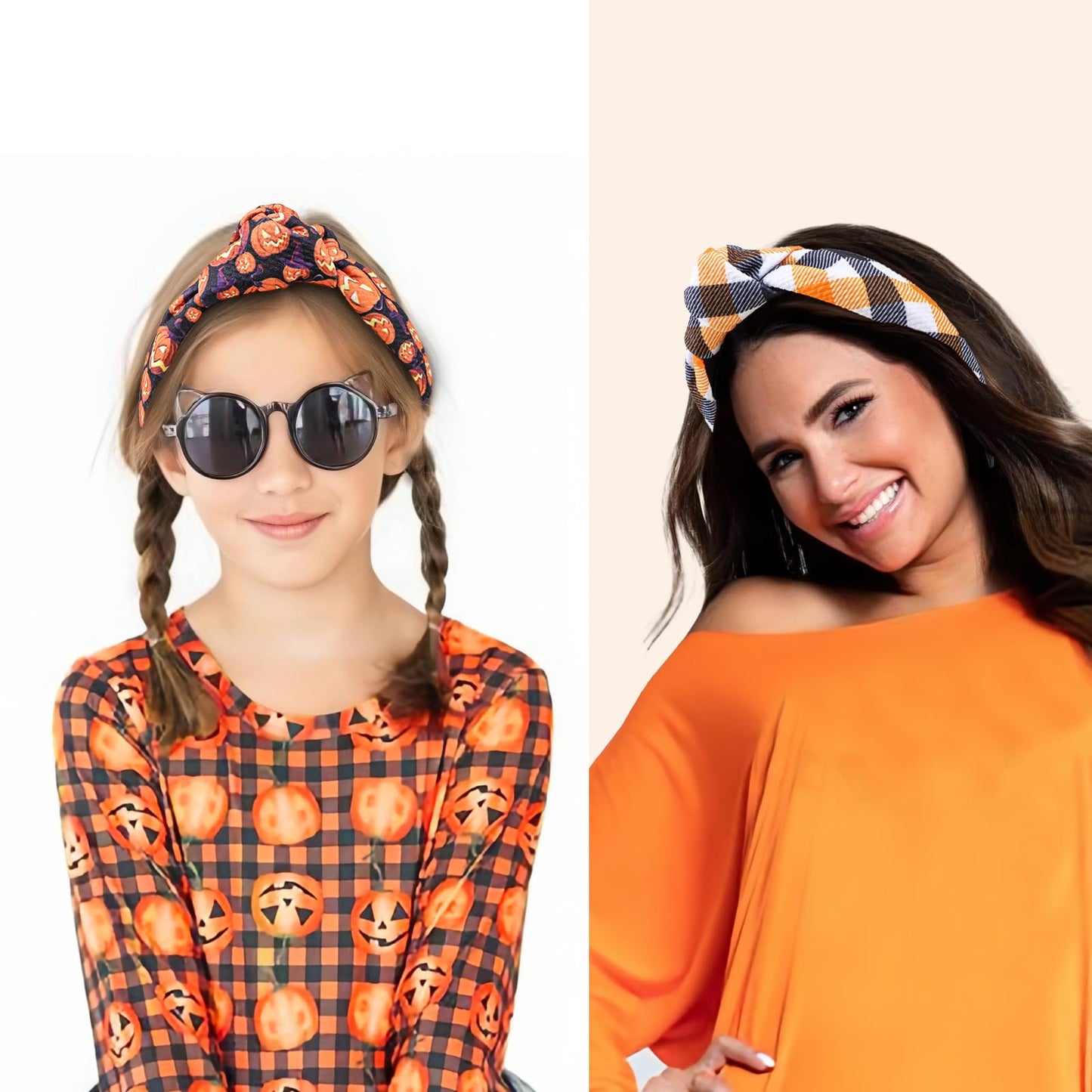 YanJie Pumpkin Hair Accessories: Wide Knotted Headband, Halloween Gifts for Women