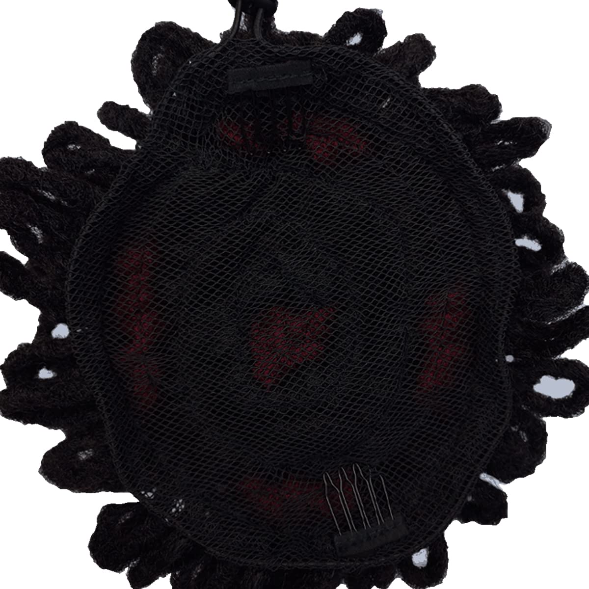 Abellee Loc Buns For Black Women 8Inch Loc Petal Bun Afro High Puff Drawstring Ponytail Faux Locs Hair Bun Pony Tail Hairpieces Clip In Hair Extentions for Black Women (1B/burg)