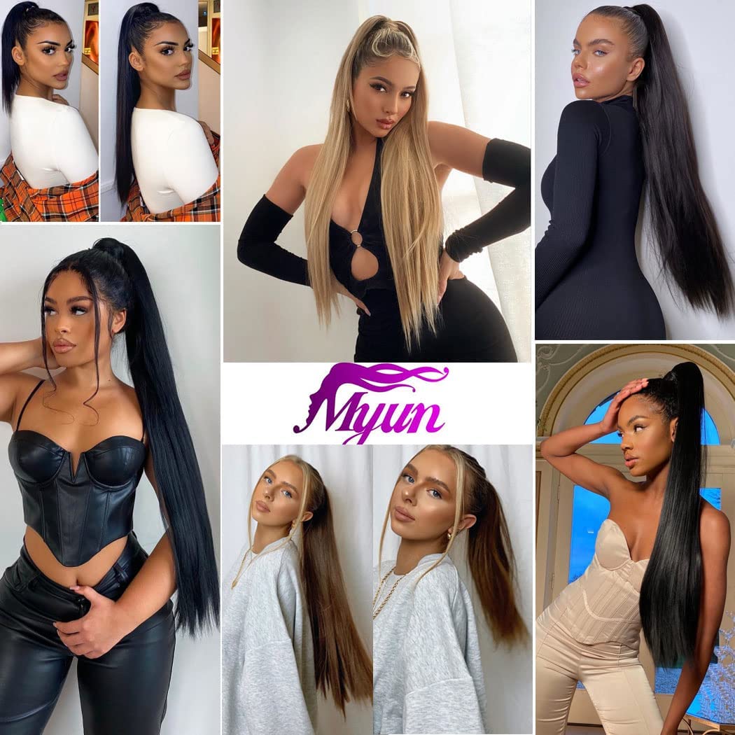 26 Inch Long Straight Hair Ponytail Extension Synthetic Hairpiece Ponytail 2 Clips in Straight Hair Extensions 130g/Piece Straight Hair Drawstring Ponytail For Ladies Straight#8/10