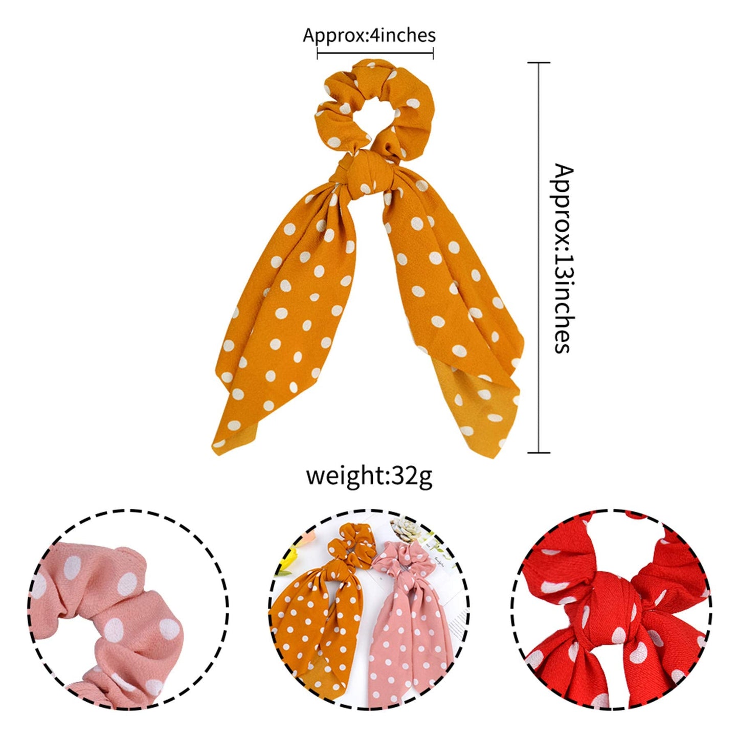 50s hair accessories,Hair Scarf Hair Scrunchies Ribbon Scrunchie,Ponytail Scarf Scrunchies for Women Girls.(LDZ45-A)